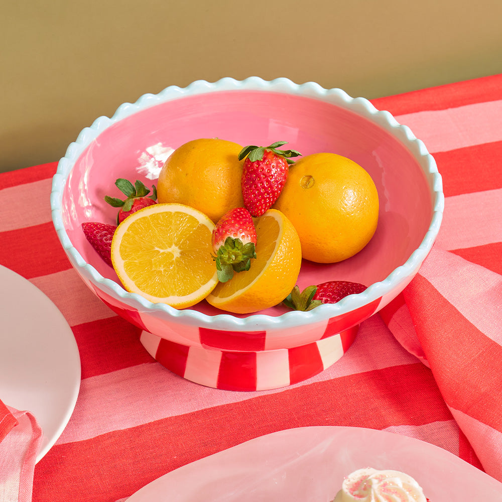 Annabel Trends Linen Tablecloth Red Stripe Large 138cm x 300cm