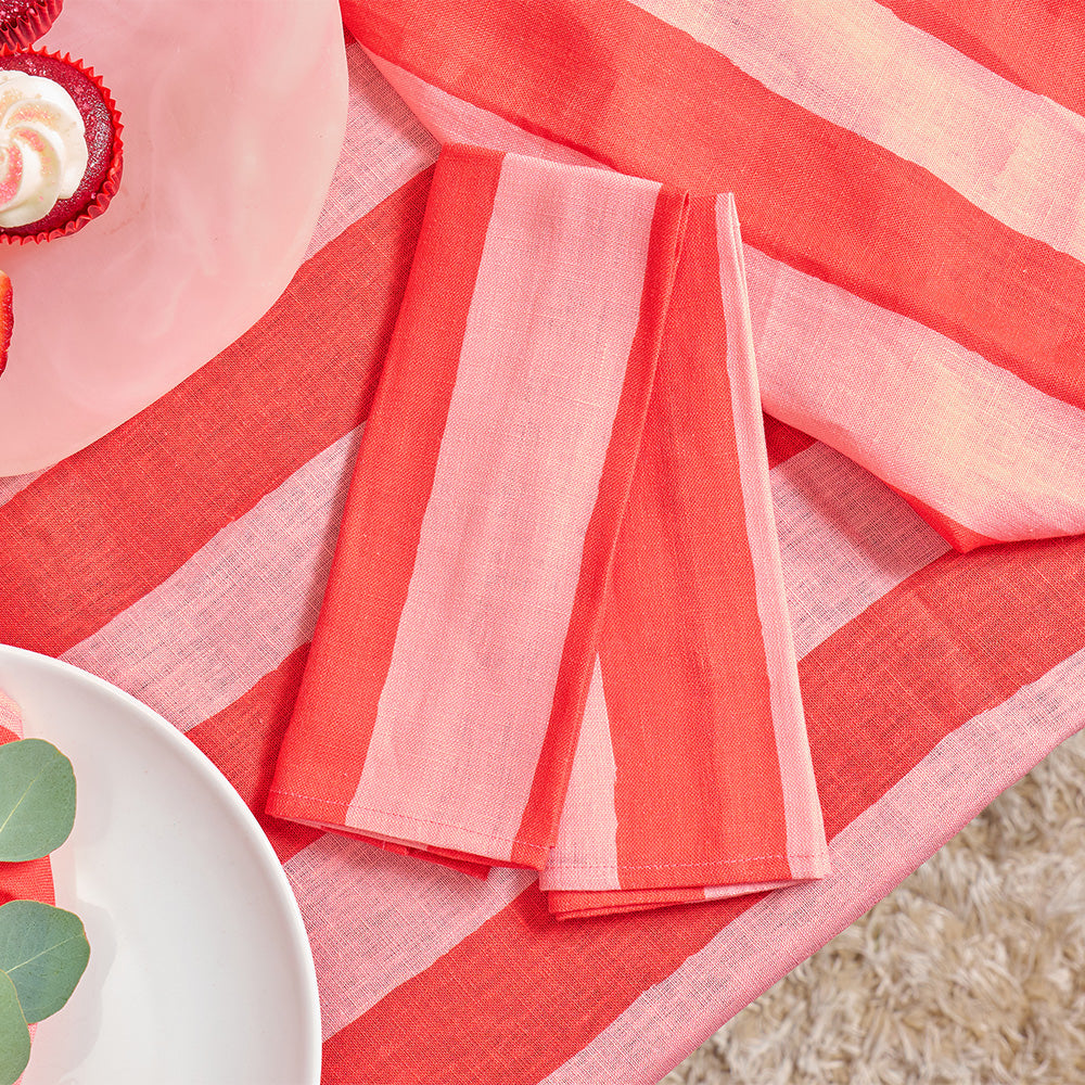Annabel Trends Linen Apron Red Stripe