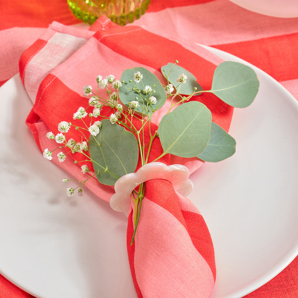 Annabel Trends Linen Napkin Set Red Stripe