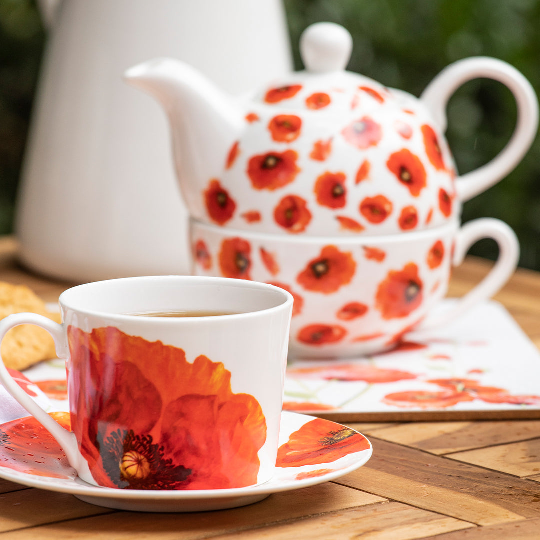 Ashdene Red Poppies Tea For One