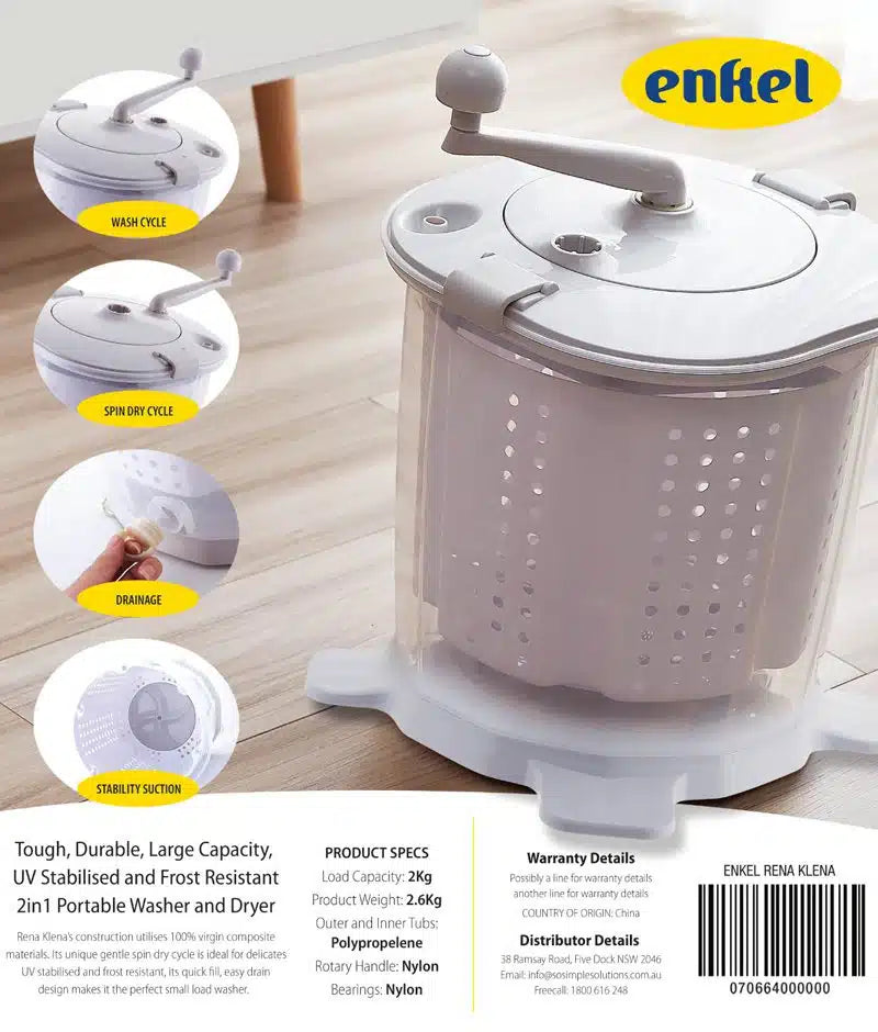 Enkel Rena Klena Portable 2 in 1 Washer & Dryer
