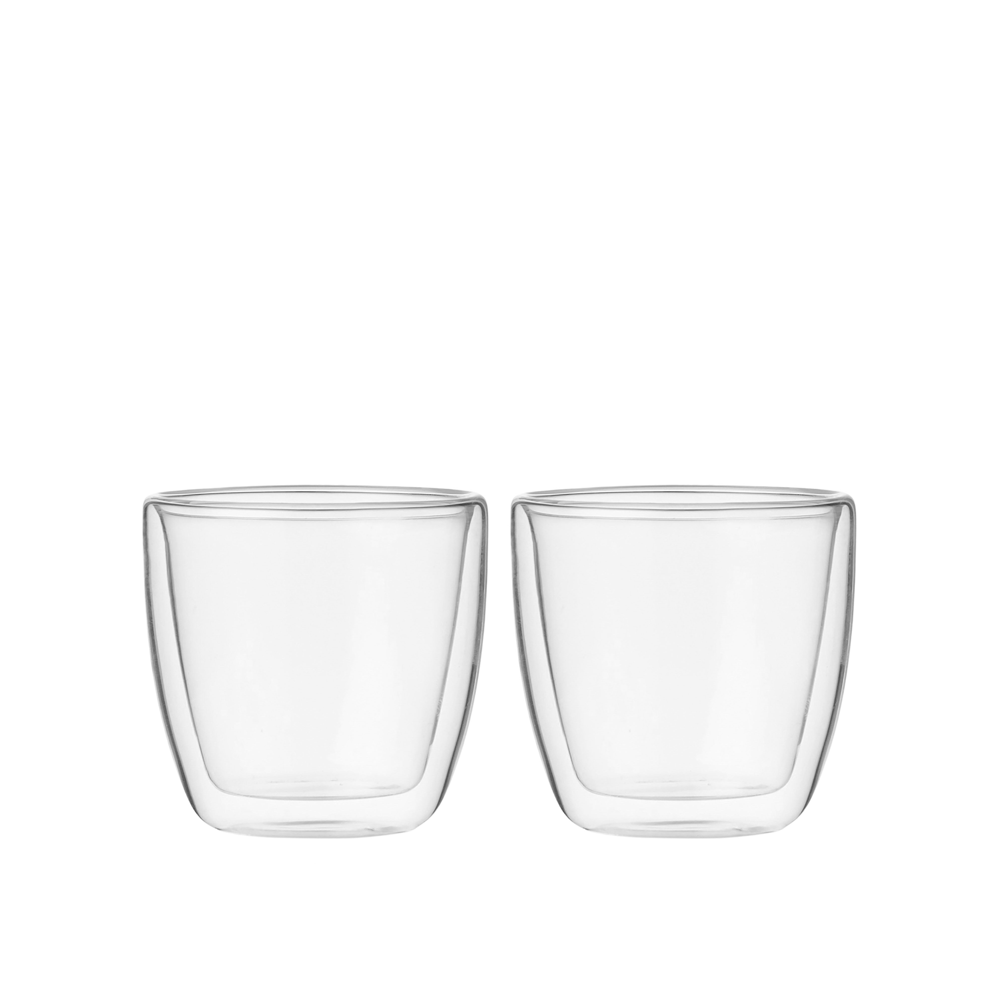 Leaf & Bean Double Wall Glass 2 Piece Set 250ml Clear