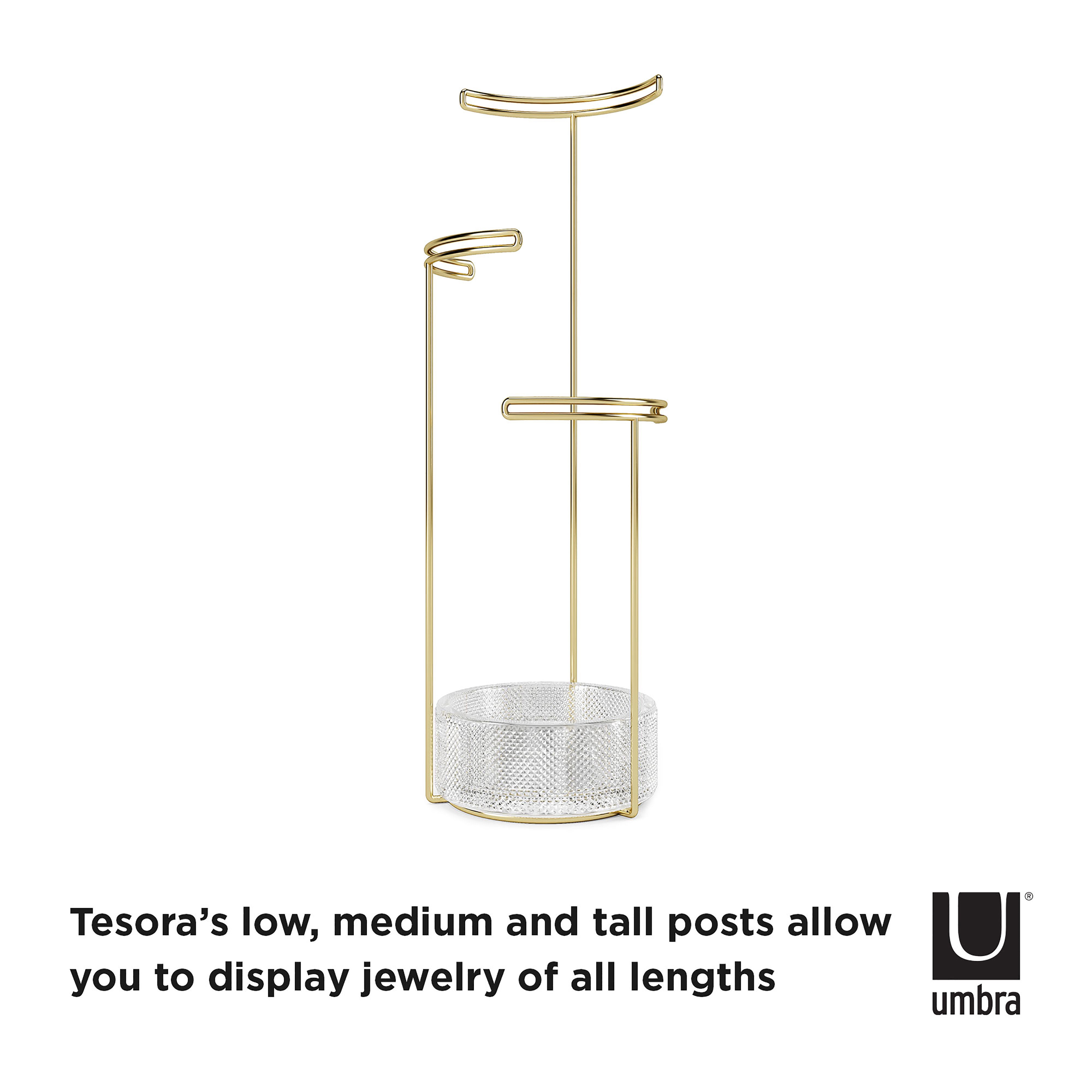 Umbra Tesora Jewellery Stand Glass & Brass