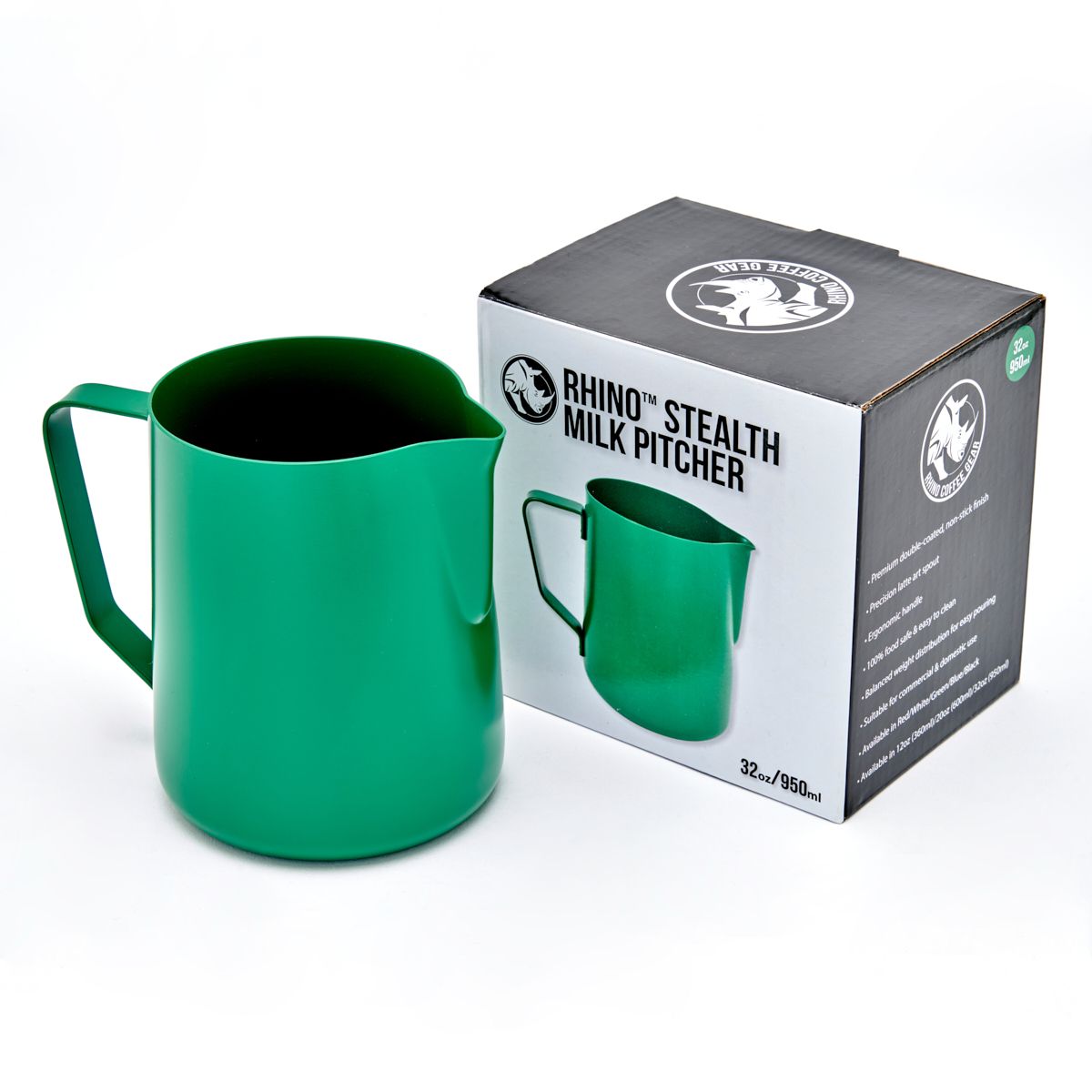 Rhino Stealth Milk Pitcher 950ml (32oz) - Green