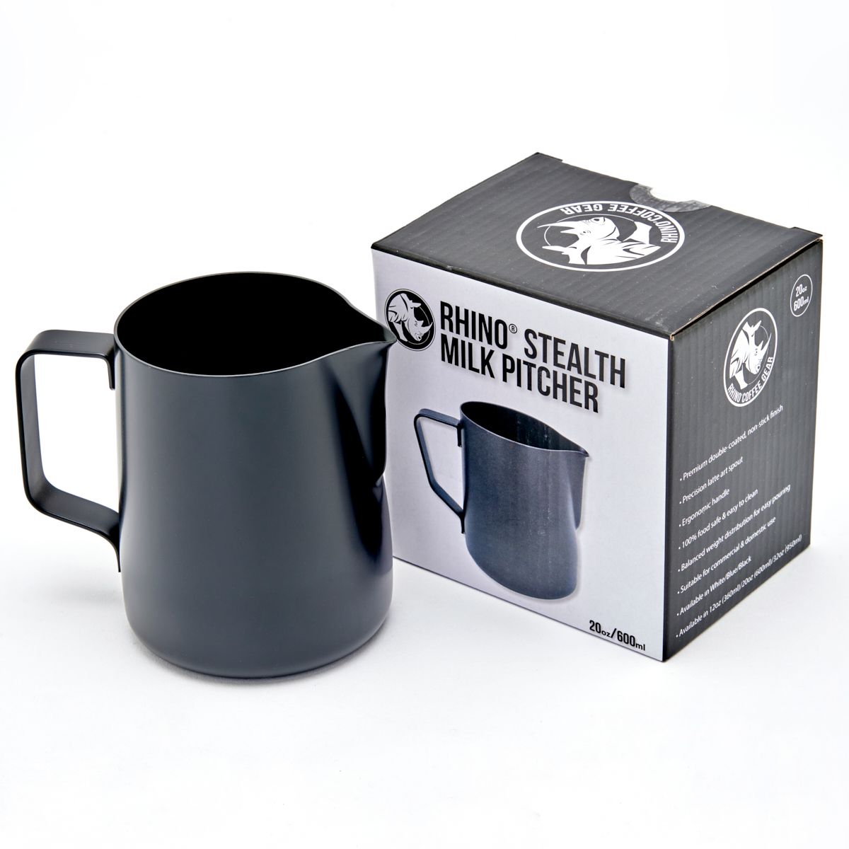 Rhino Stealth Milk Pitcher 600ml (20oz) - Black
