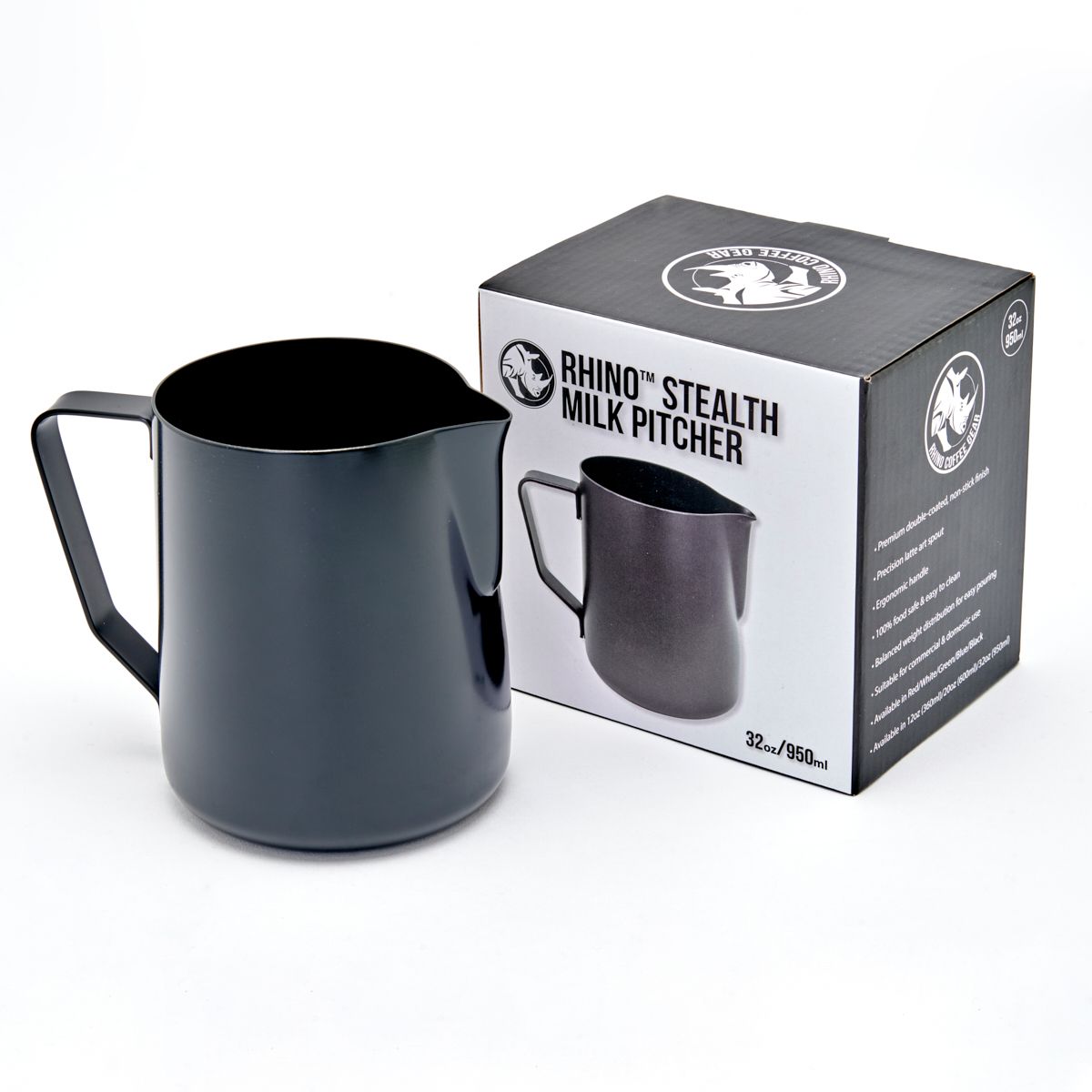 Rhino Stealth Milk Pitcher - Black - 950ml/32oz