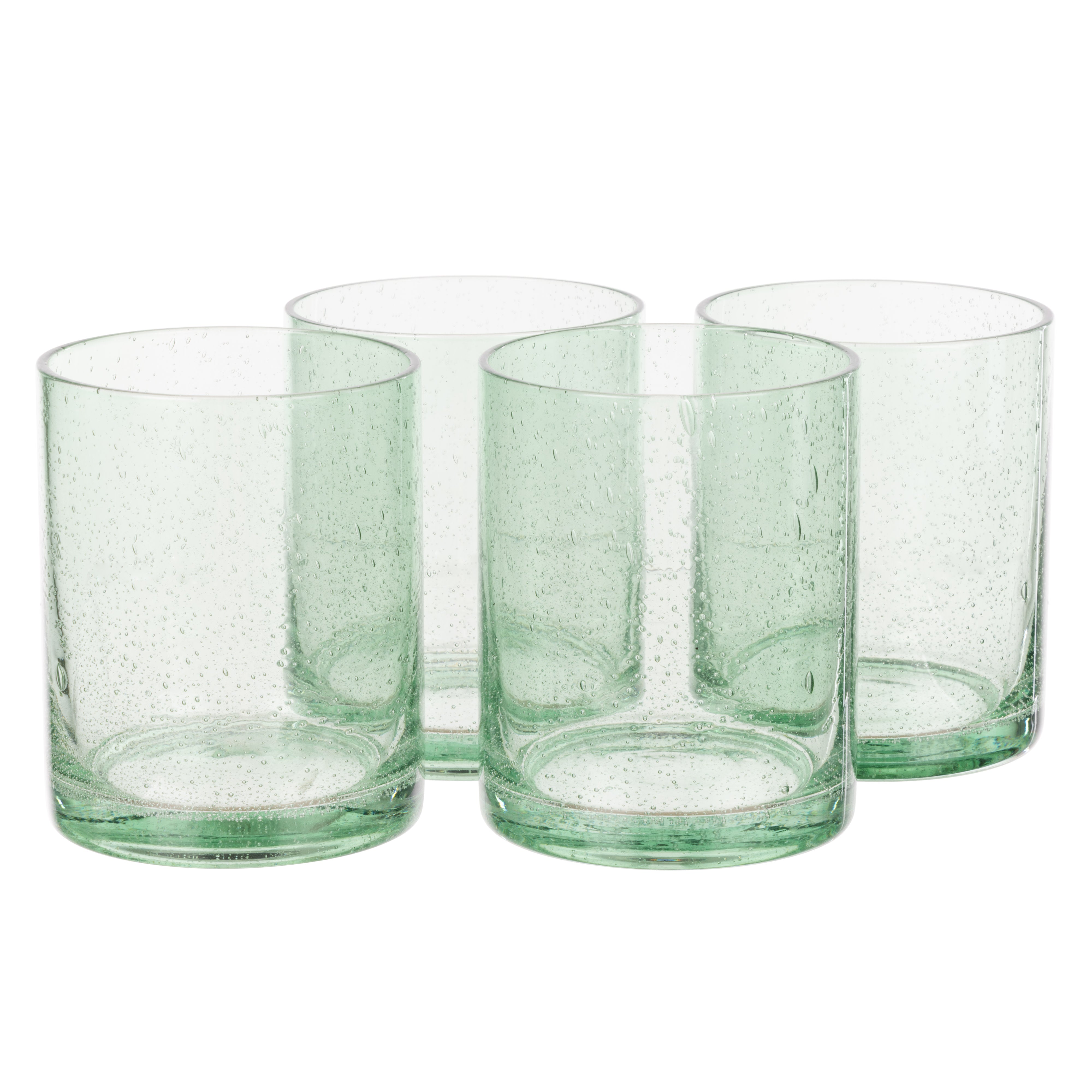 Davis & Waddell Saltara Bubble Glass Tumblers 350ml 4 Piece Set Green
