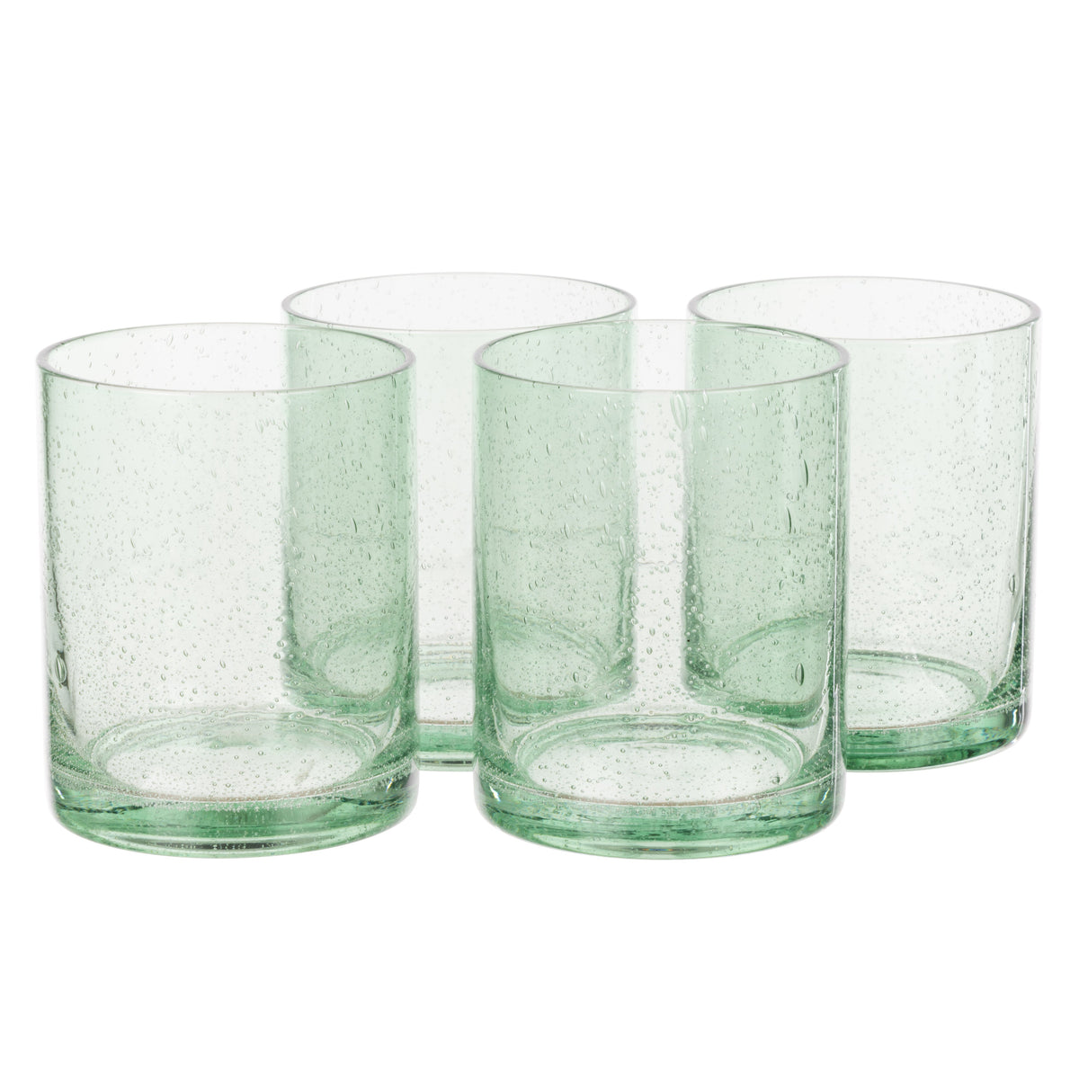 Davis & Waddell Saltara Bubble Glass Tumblers 350ml 4 Piece Set Green