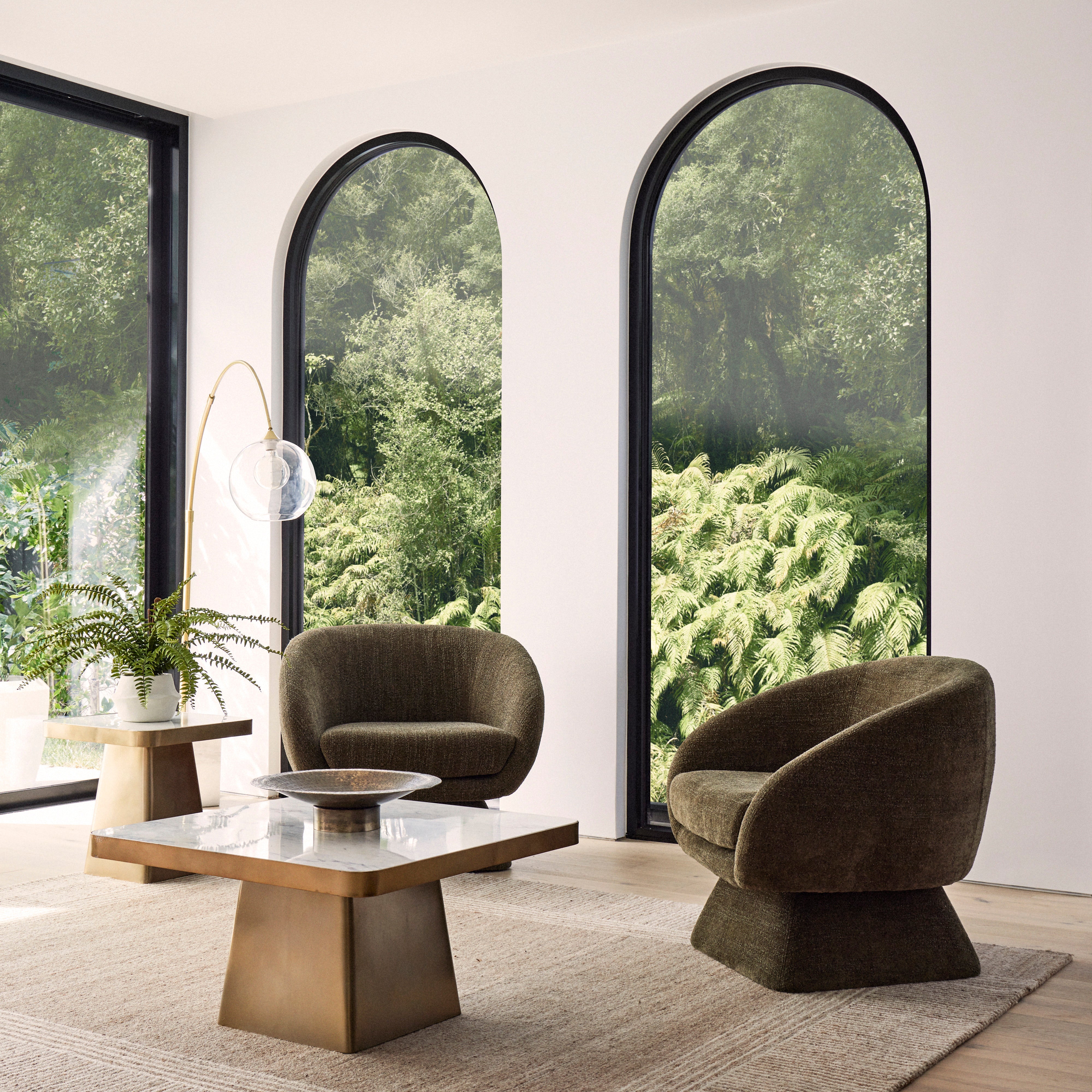 Grand Designs Cailen Floor Lamp Brass & White