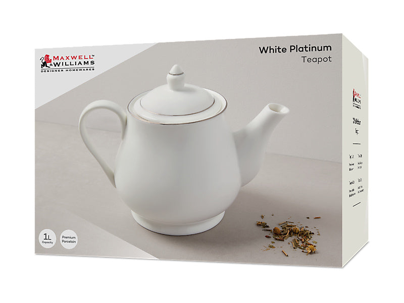 Maxwell & Williams White Platinum Teapot 1L