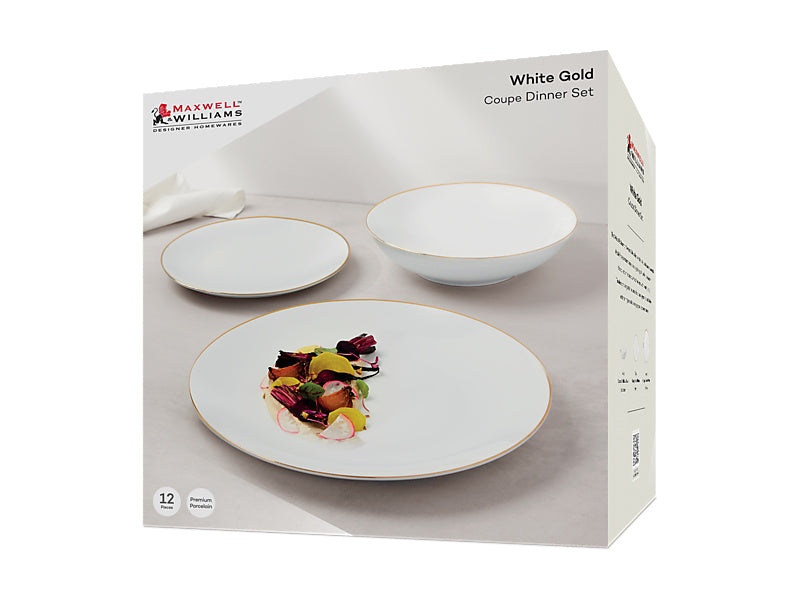 Maxwell & Williams White Gold Coupe Dinner Set 12 Piece