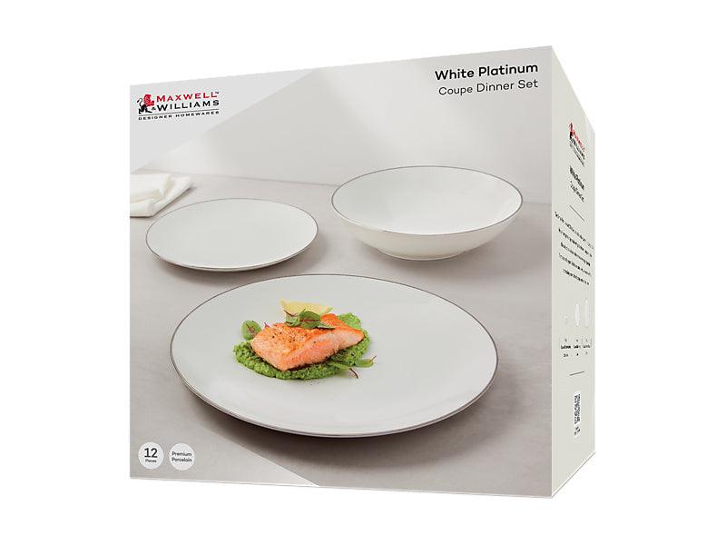 Maxwell & Williams White Platinum Coupe Dinner Set 12 Piece