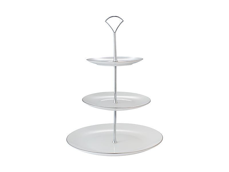 Maxwell & Williams White Platinum 3 Tier Cake Stand 15 19 28 x 37cm