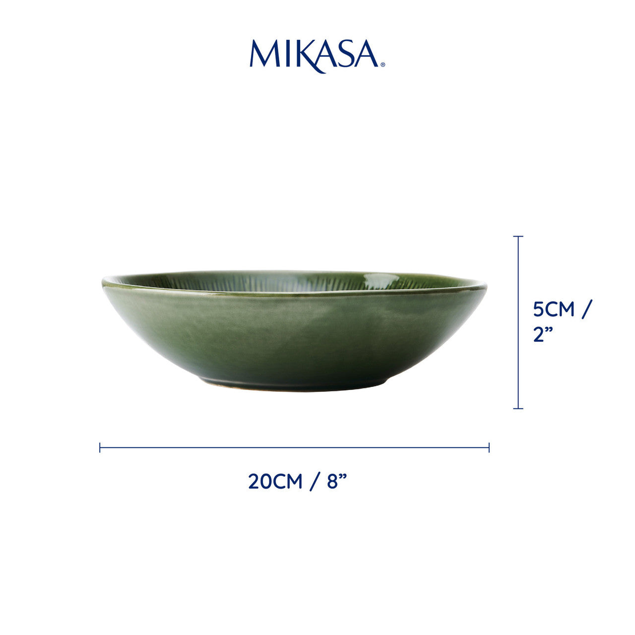 Mikasa Jardin Stoneware Pasta Bowl Set 4 Piece 20cm (Green)