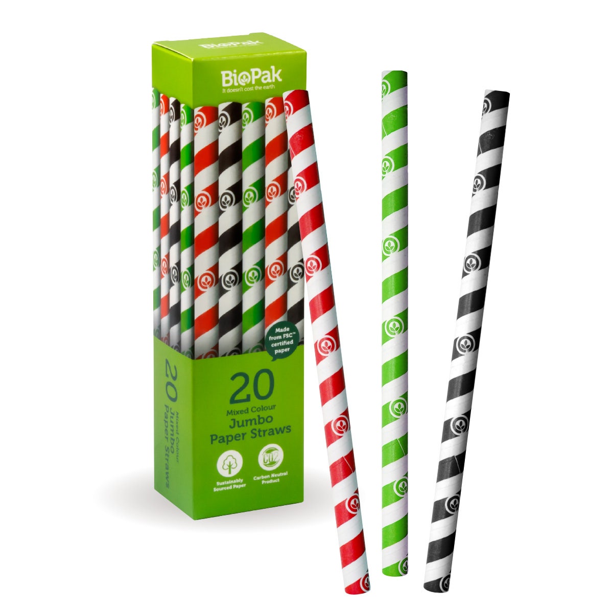 BioPak 20 Pack - 10mm Mixed Jumbo BioStraws