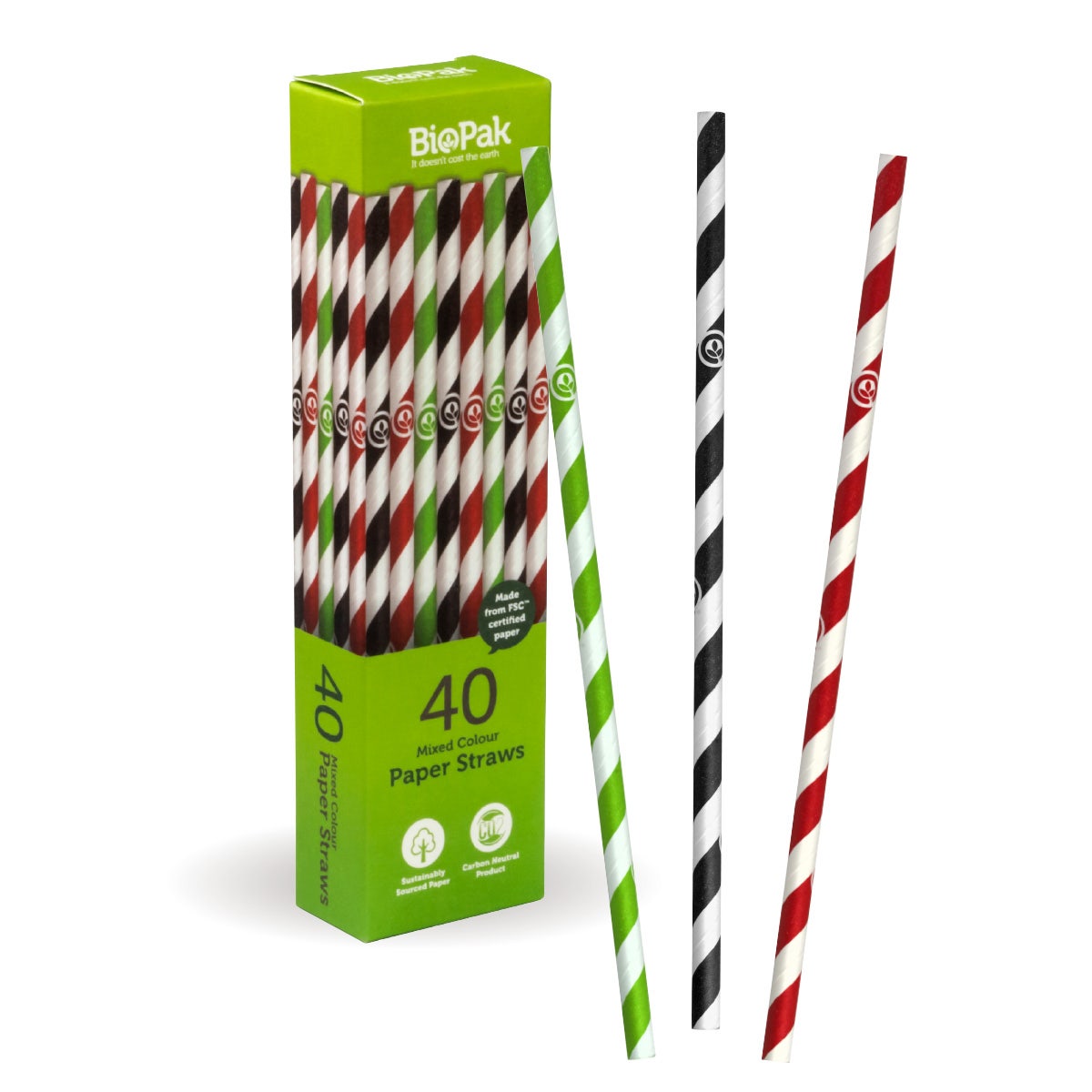 BioPak 40 Pack - 6mm Mixed Regular BioStraws