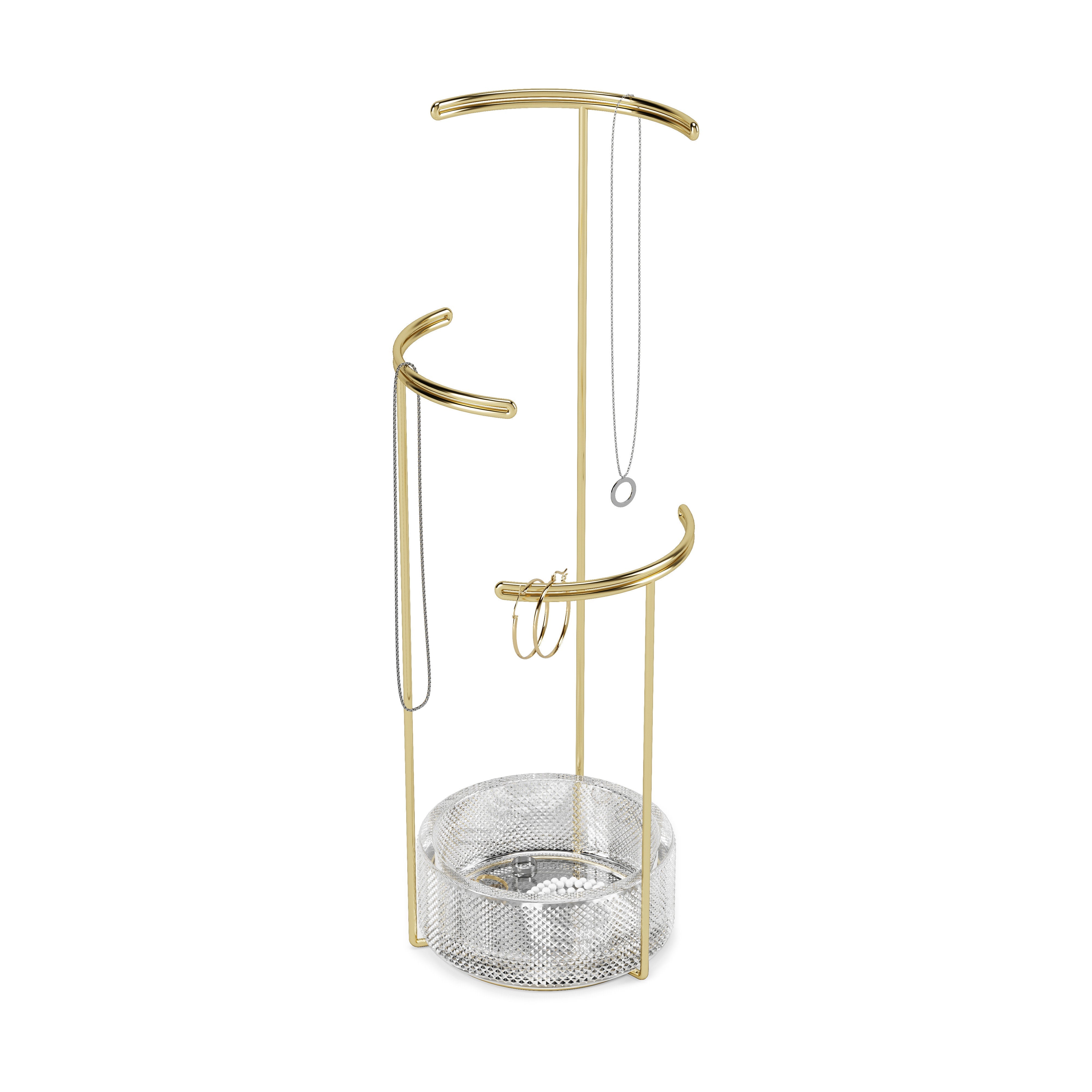Umbra Tesora Jewellery Stand Glass & Brass