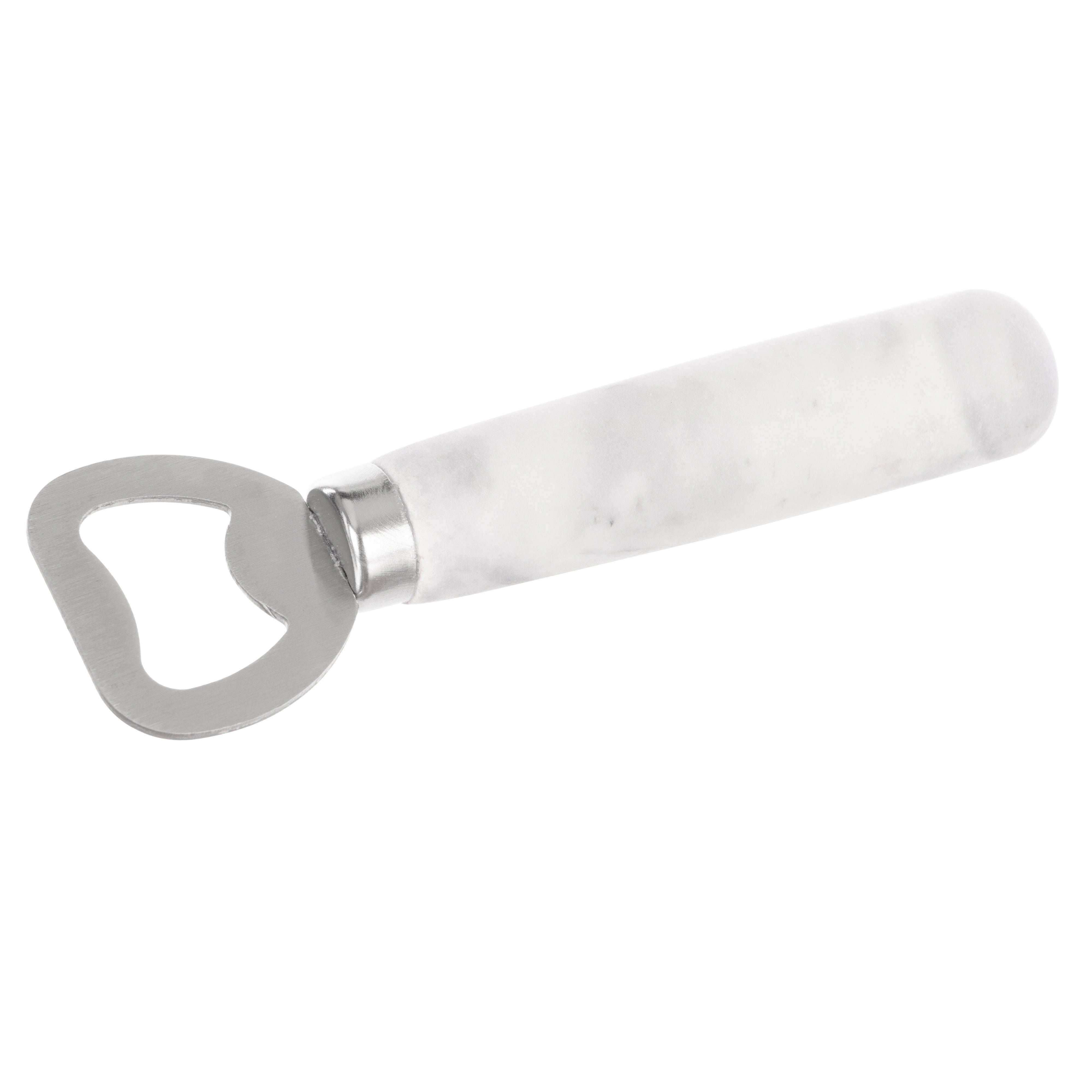 Davis & Waddell Nuvolo Marble Bottle Opener White Grey & Silver