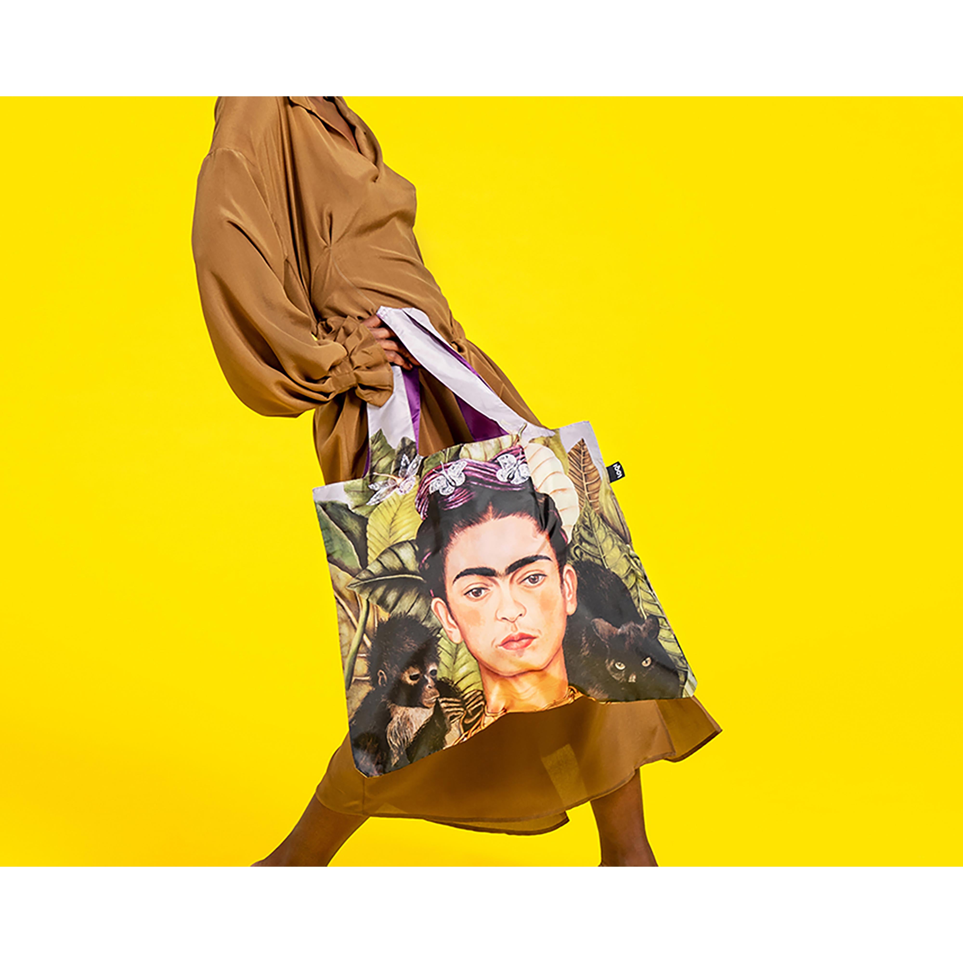 LOQI Frida Kahlo Self Portrait Hummingbird Tote Bag