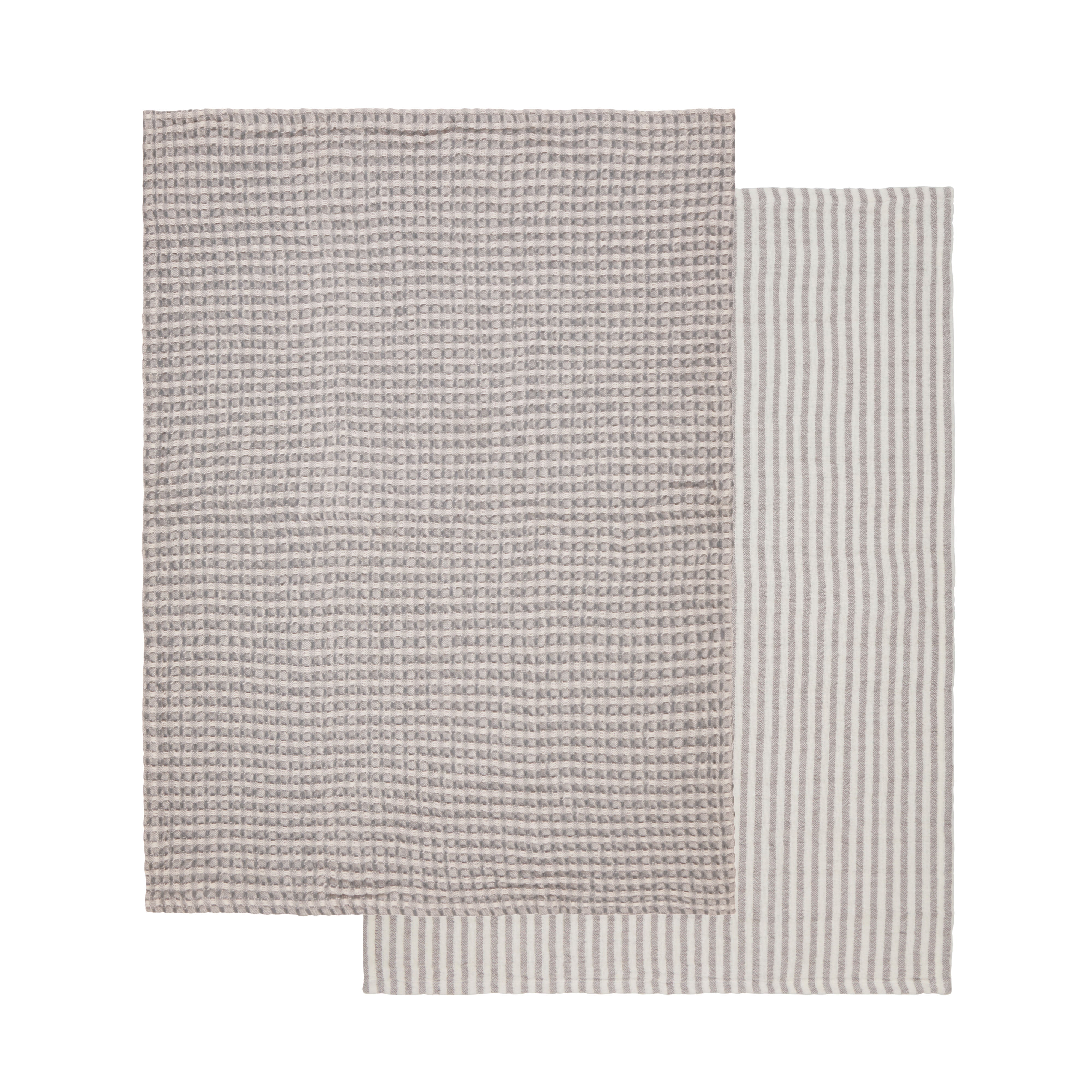 Davis & Waddell Heritage Stripe Cotton Tea Towel 2 Piece Set Grey & White
