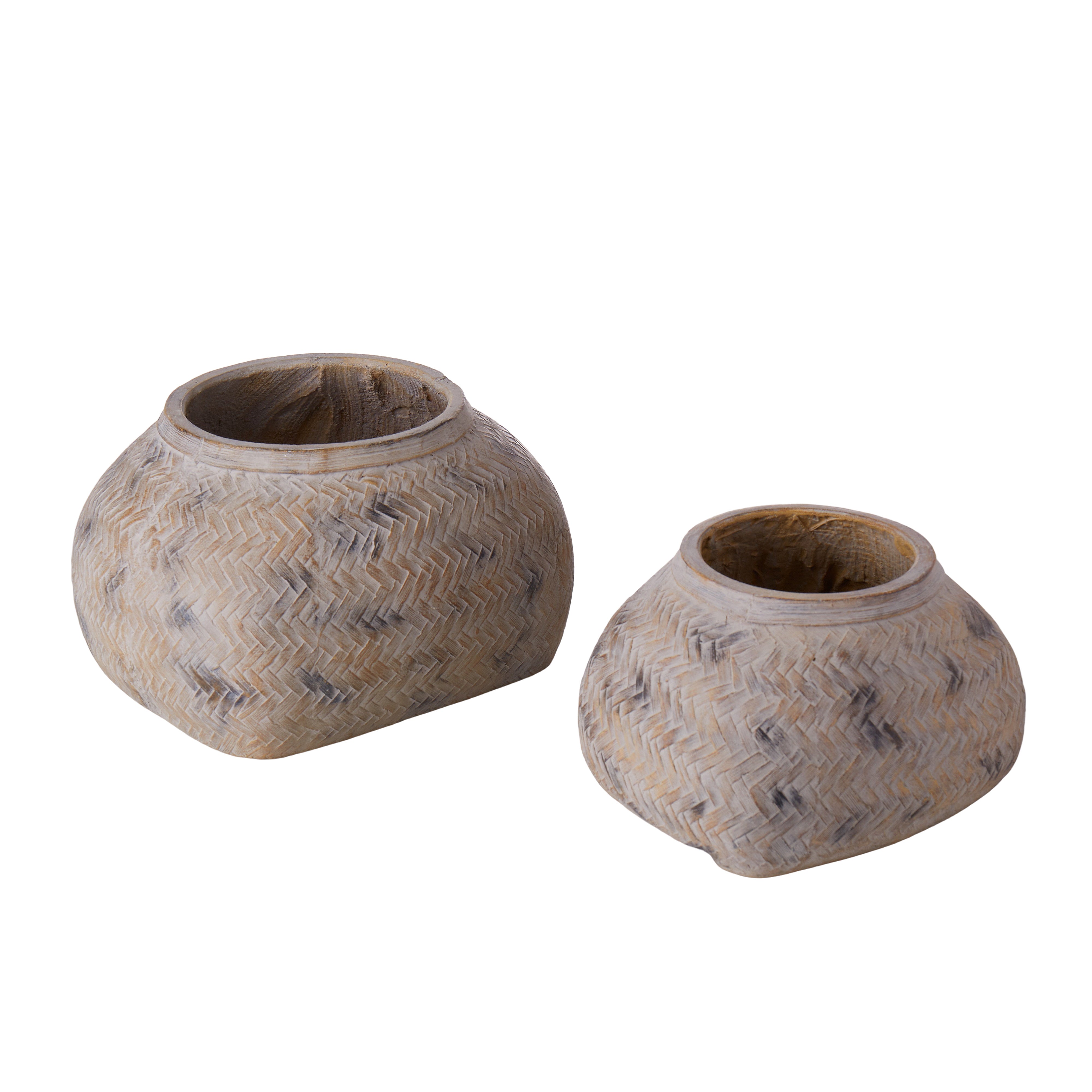 Rogue Distressed Cement Weave Vessel Multi-Coloured 25 x 15cm