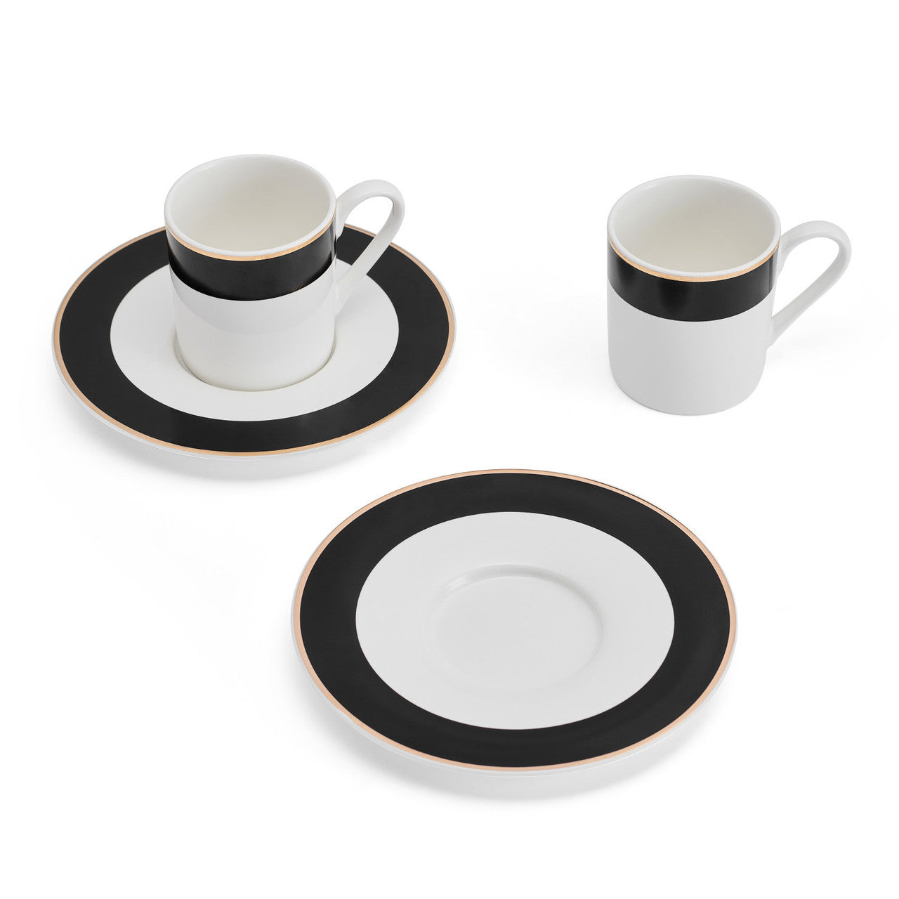 Mikasa Luxe Deco Fine China Espresso Cup & Saucer Set 2 Piece 100ml (Band Pattern)