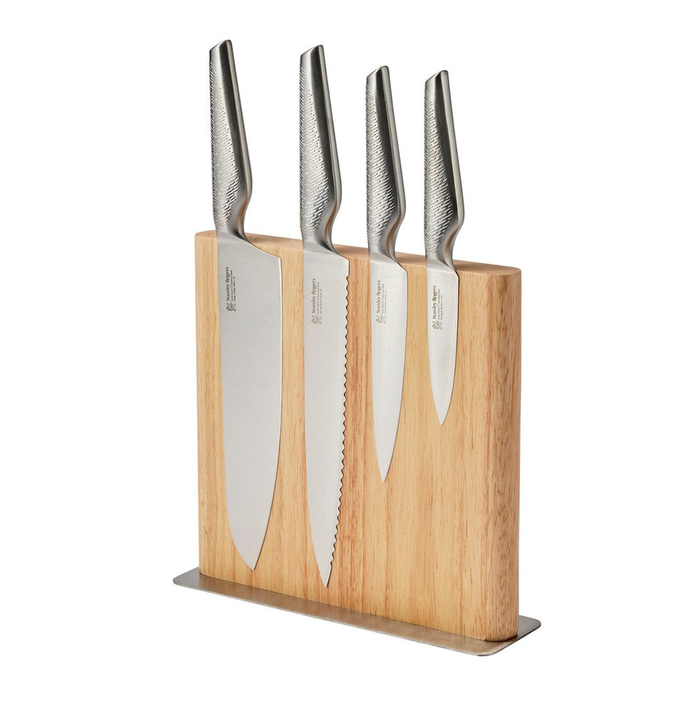 Stanley Rogers Signature Grip Magnetic Knife Block Set 5 Piece Ash