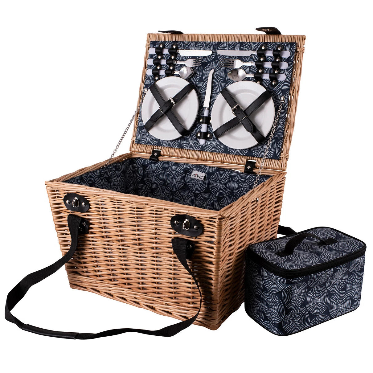 Avanti 4 Person Wicker Picnic Basket - Dot