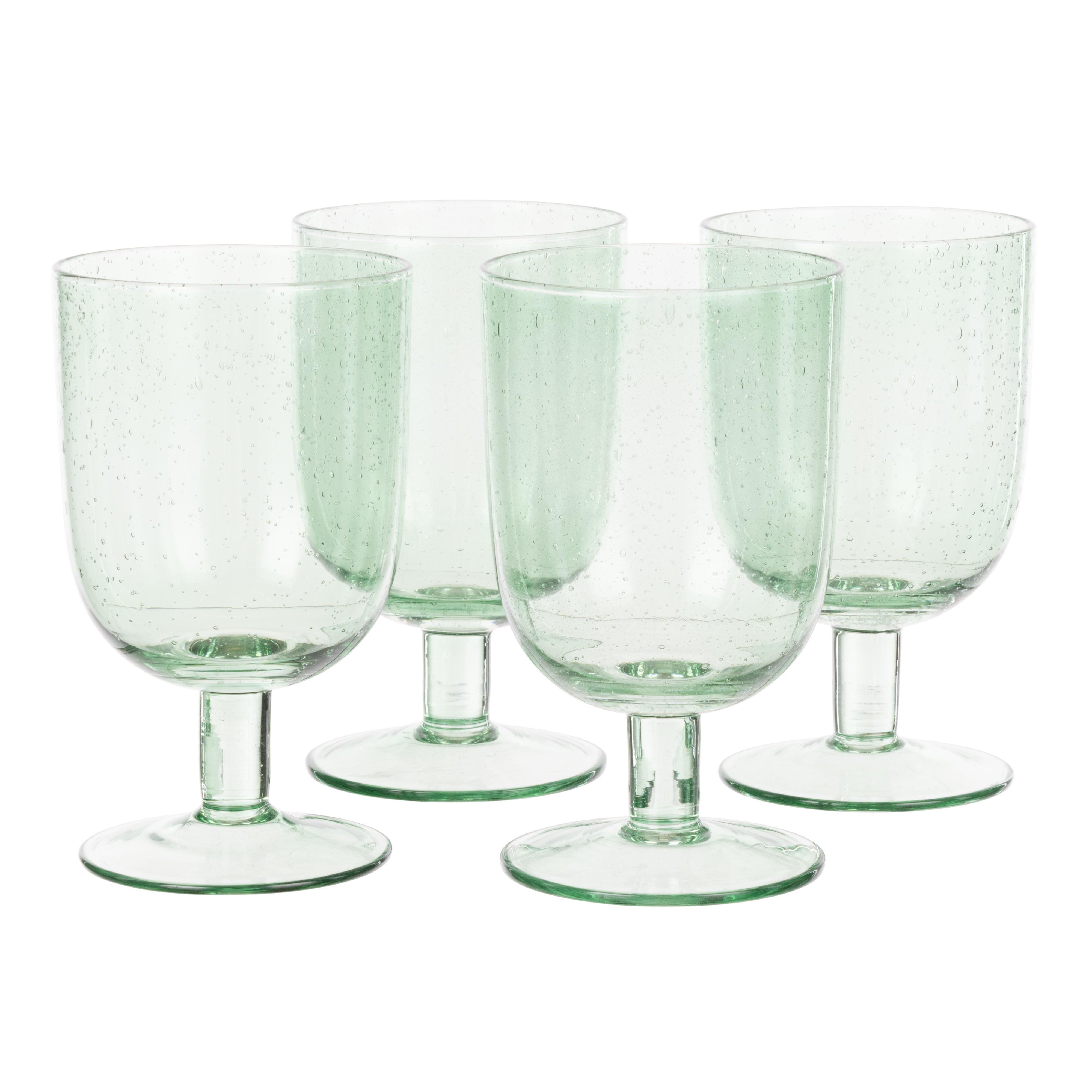Davis & Waddell Saltara Bubble Glass Wine Glasses 330ml 4 Piece Set Green