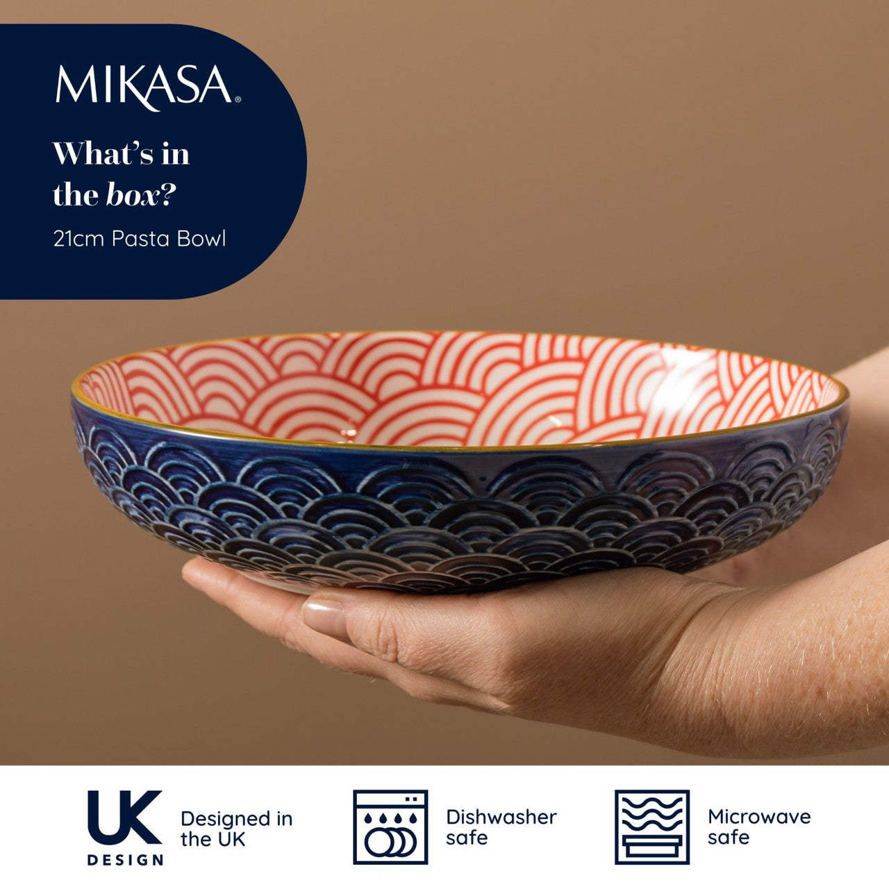 Mikasa Glazed Stoneware Coupe Bowl 21cm (Blue Arc)