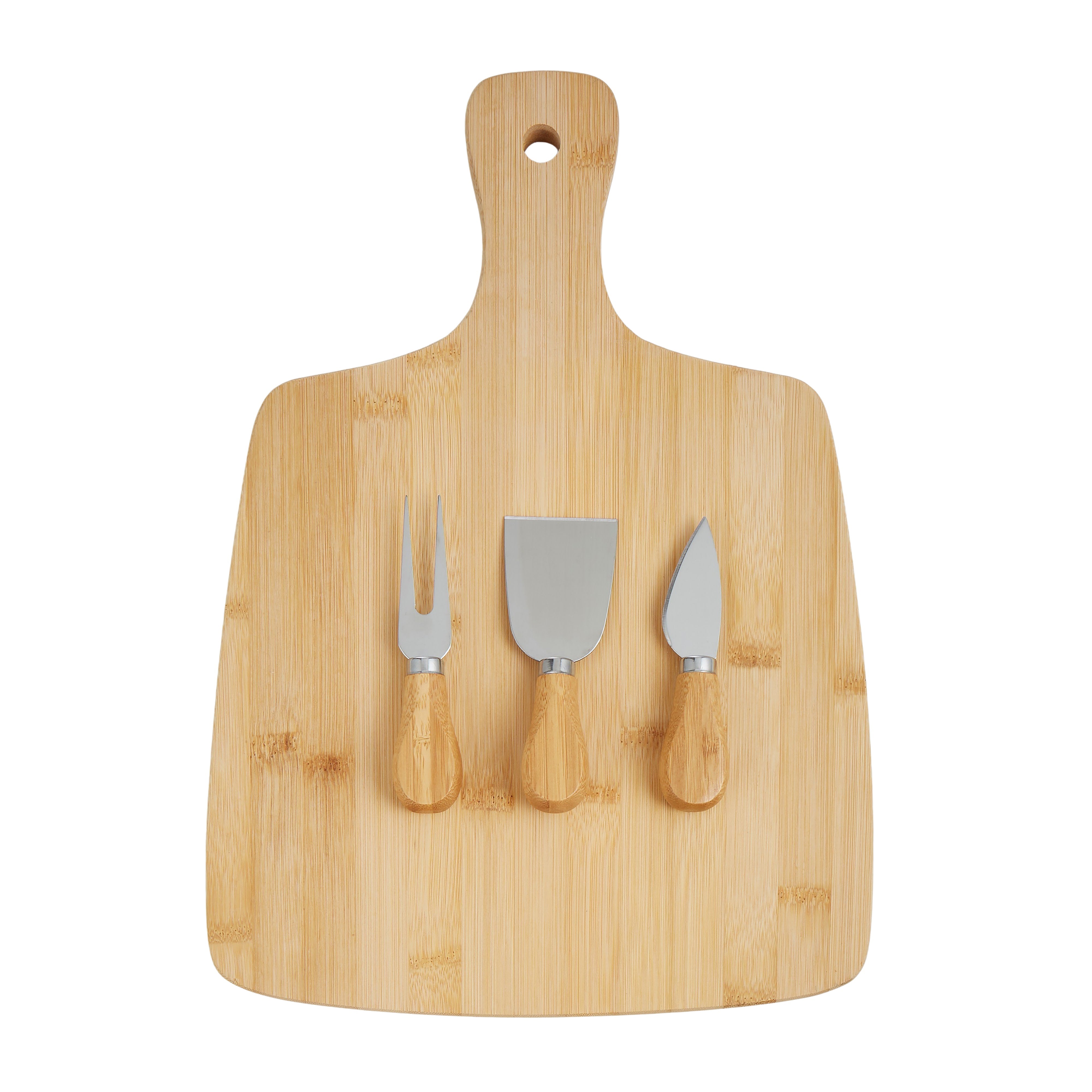 Davis & Waddell Bamboo Cheese Paddle with 3 Piece Set Knives Natural