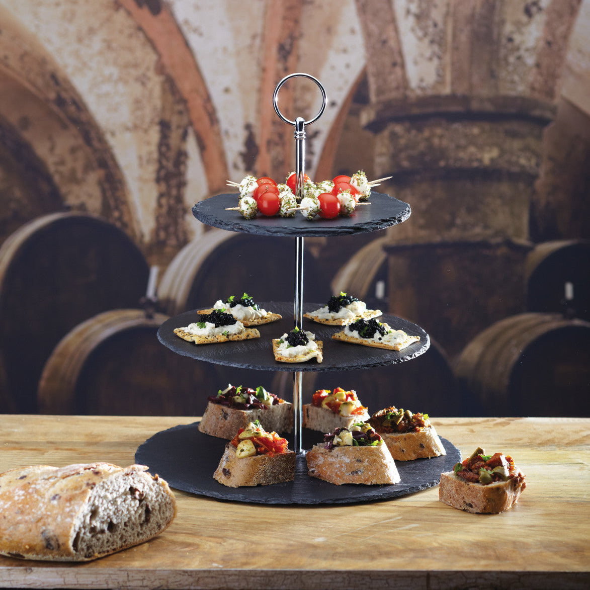 Artesà Three Tier Slate Serving Stand