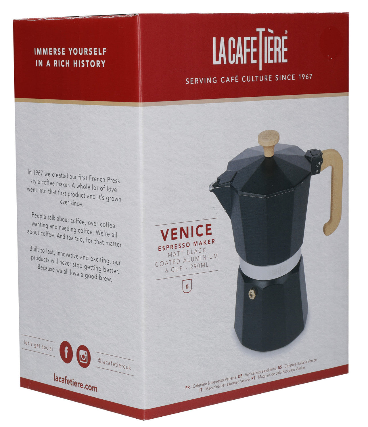 La Cafetière Venice Aluminium Espresso Maker 6 Cup / 290ml (Black)