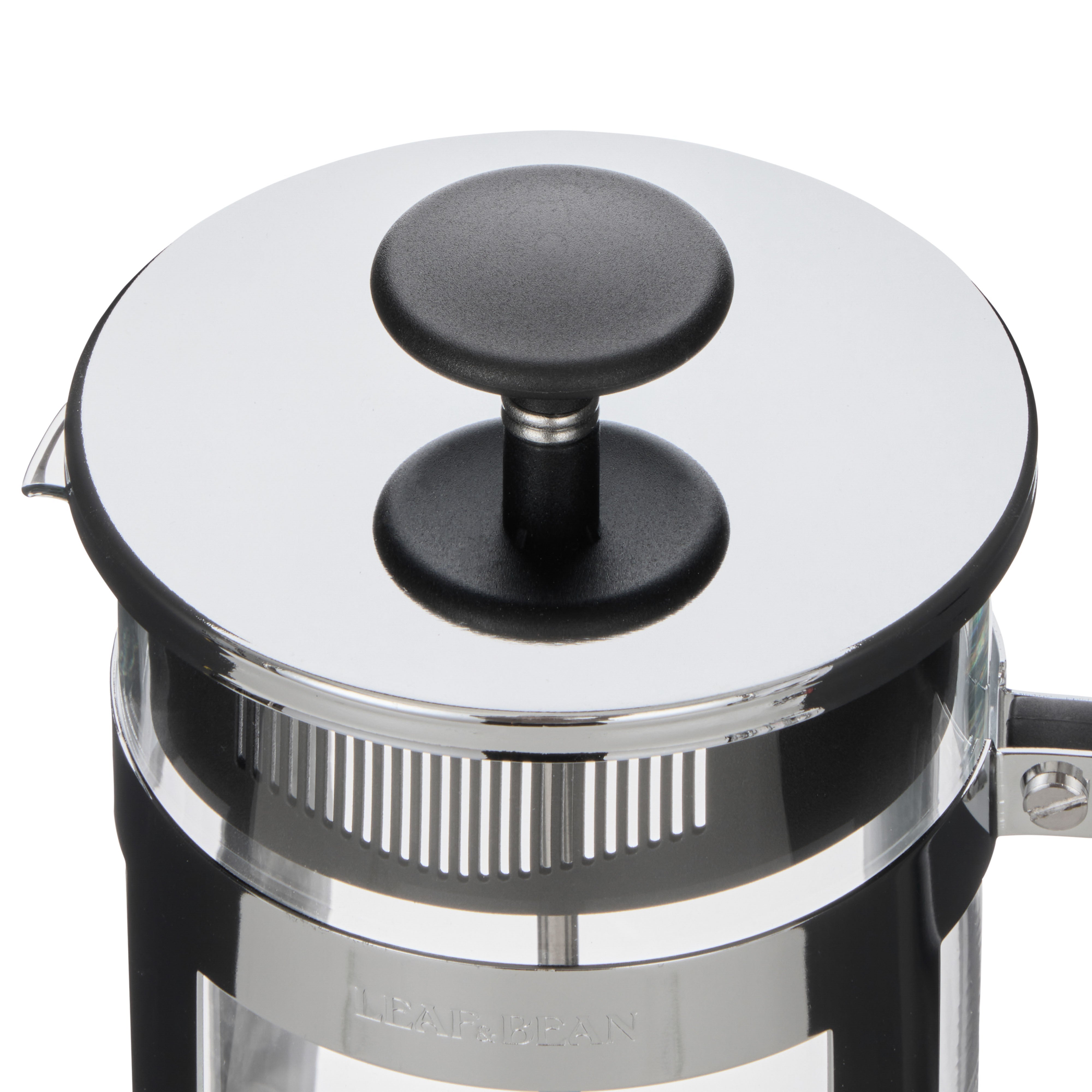 Leaf & Bean Glass Press Plunger 8 Cup (1L) Clear & Stainless Steel