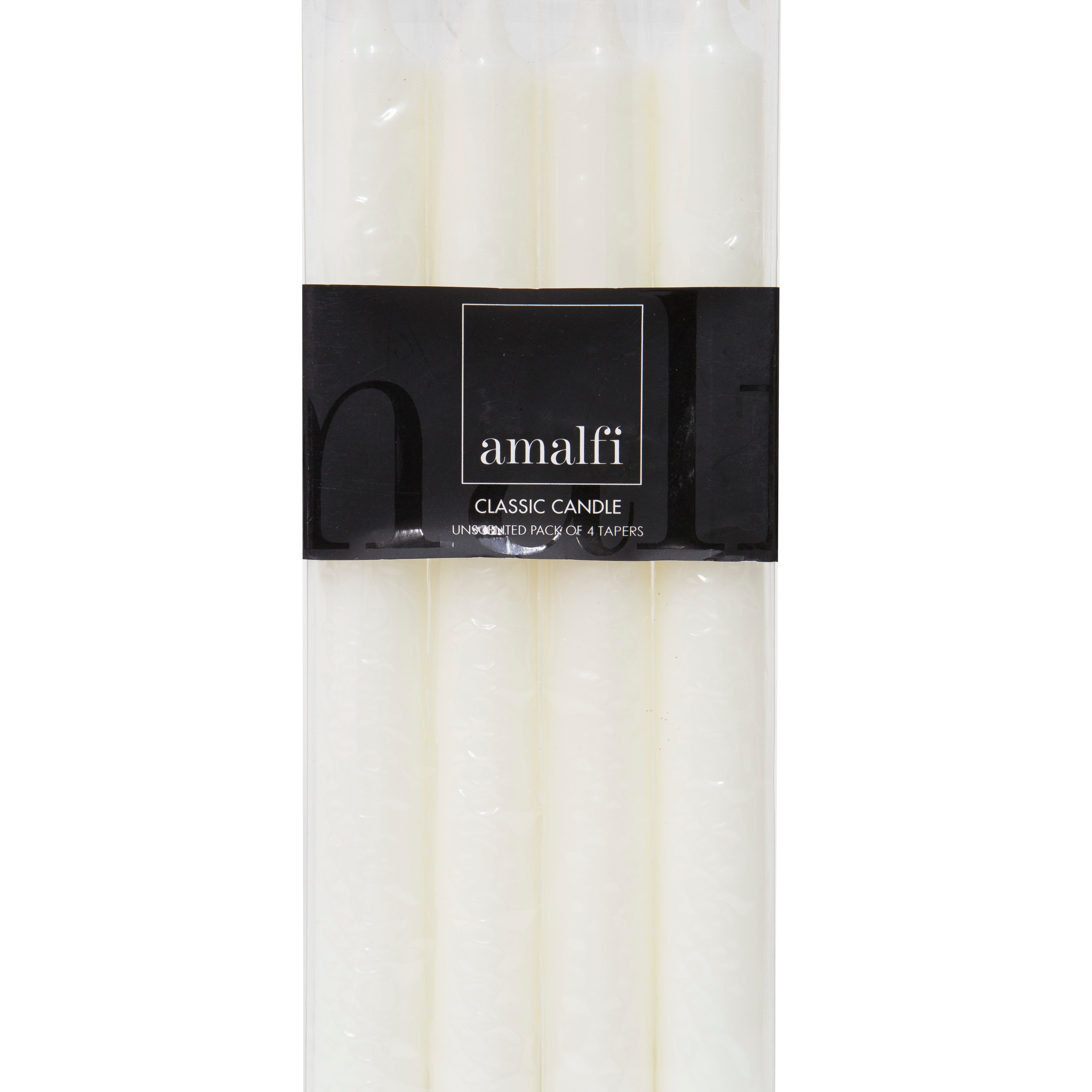 Amalfi Classic Dinner Candles 4 Piece Set White