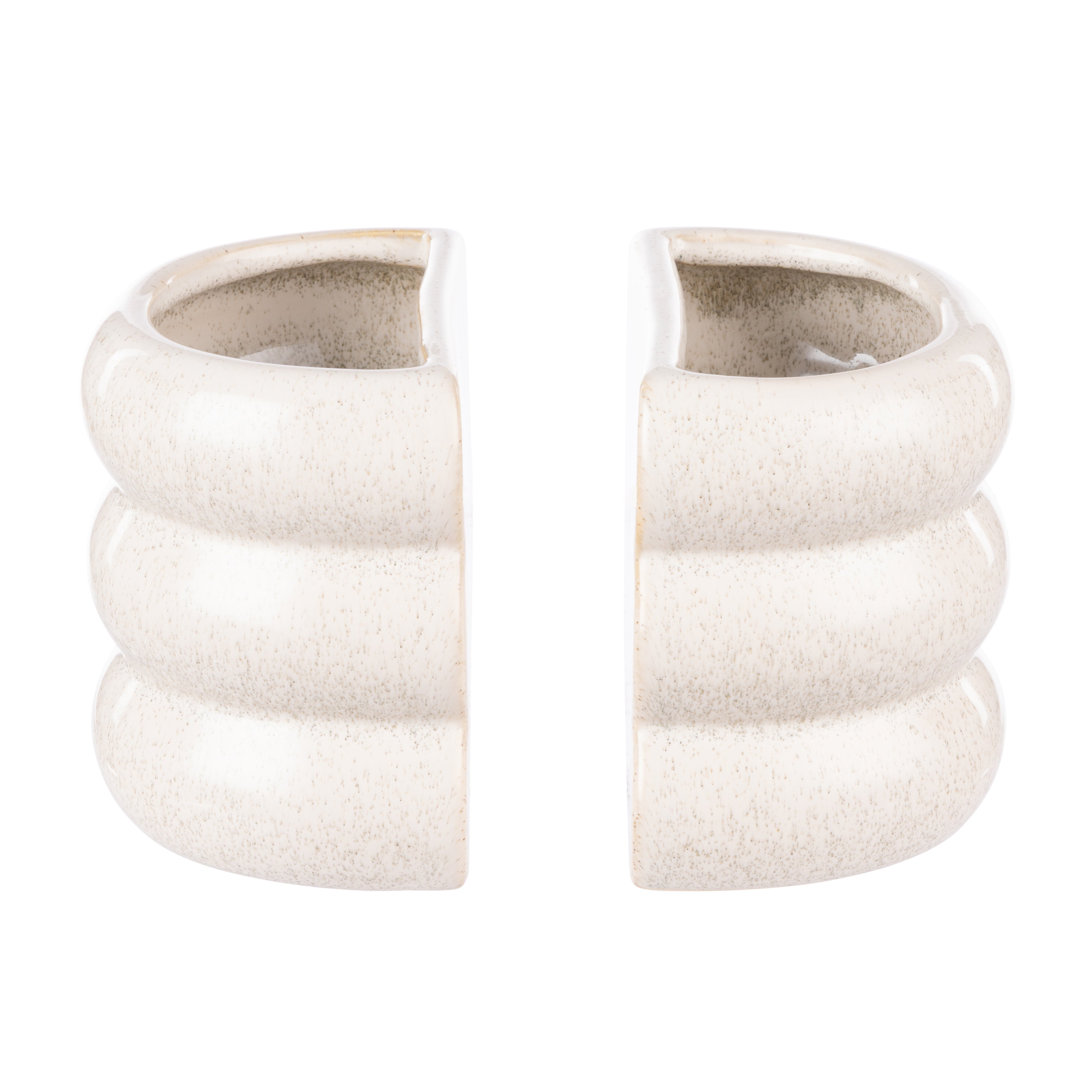 Emporium Ripley Planter Bookends 2 Piece Set Cream Reactive Glaze