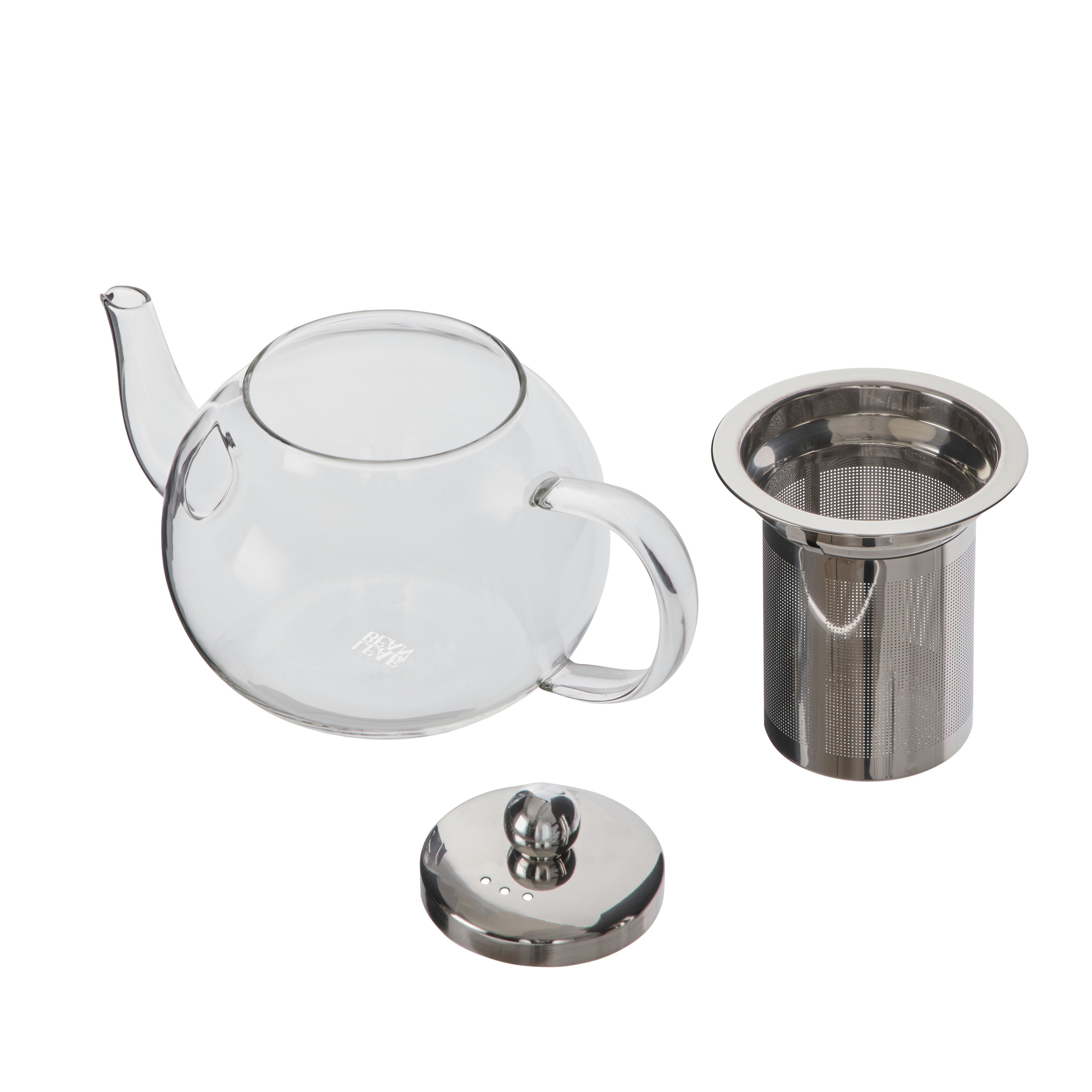 Leaf & Bean Glass Teapot with Infuser 4 Cup (800ml) Stainless Steel