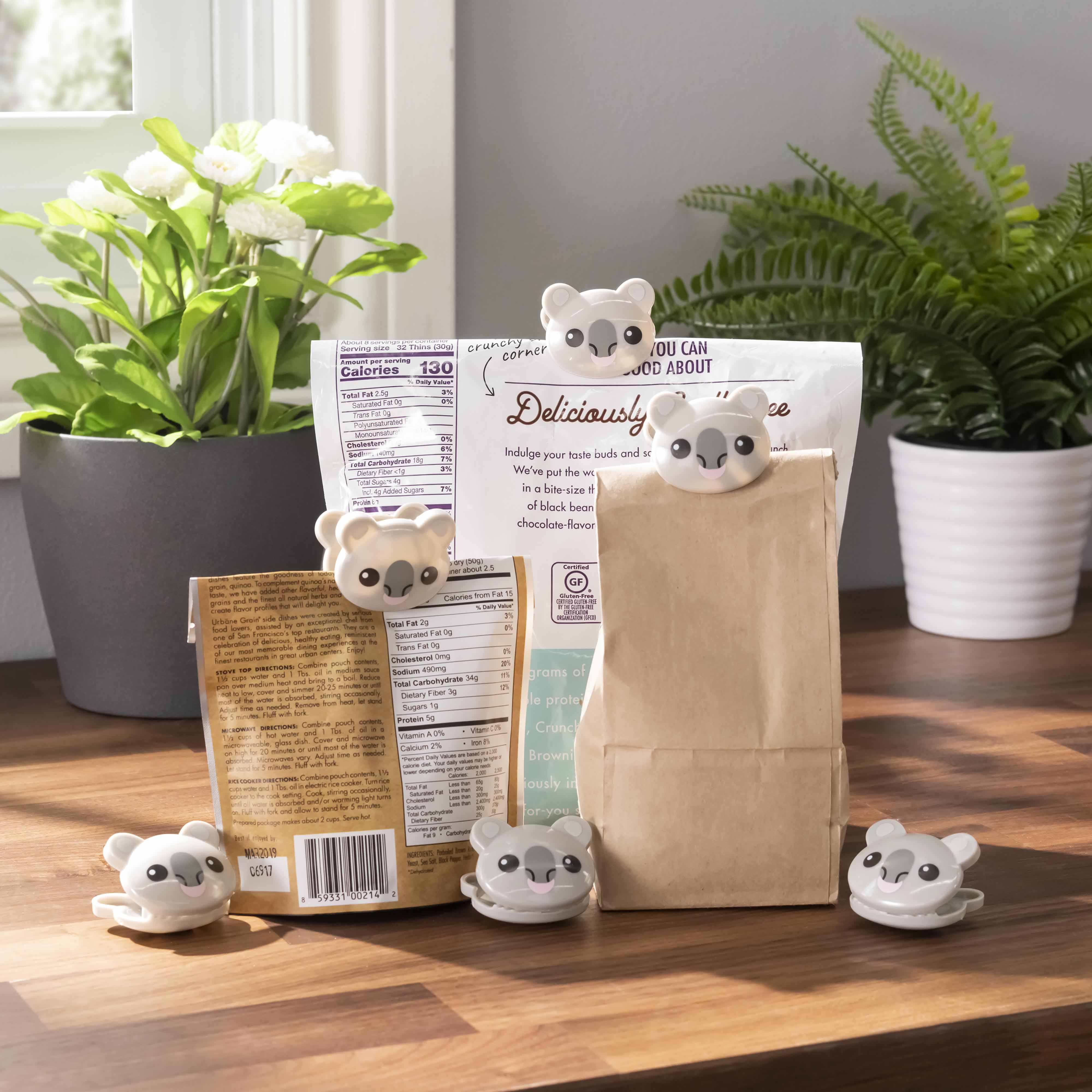 Kikkerland Koala Bag Clips 6 Piece Set Beige