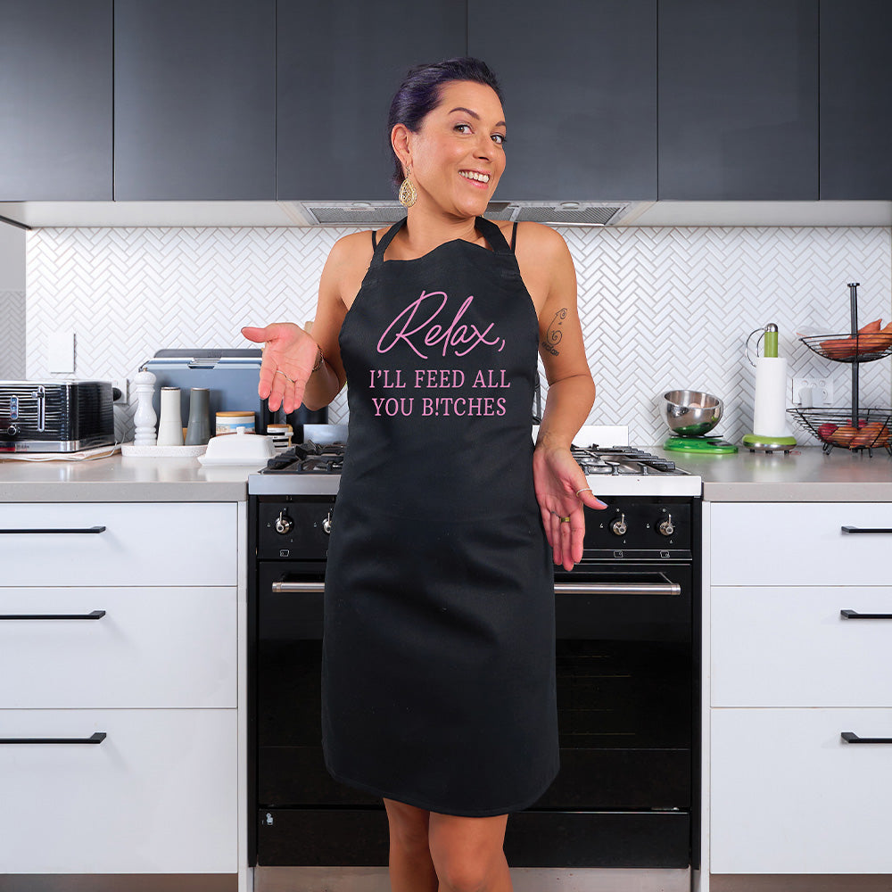 Annabel Trends Screen Print Apron Relax I'll Feed All