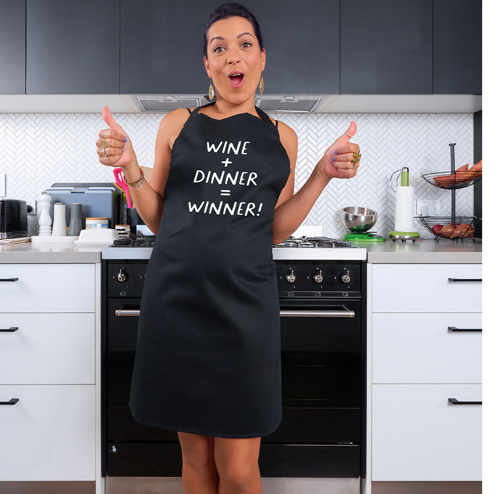 Annabel Trends Screen Print Apron Wine Dinner