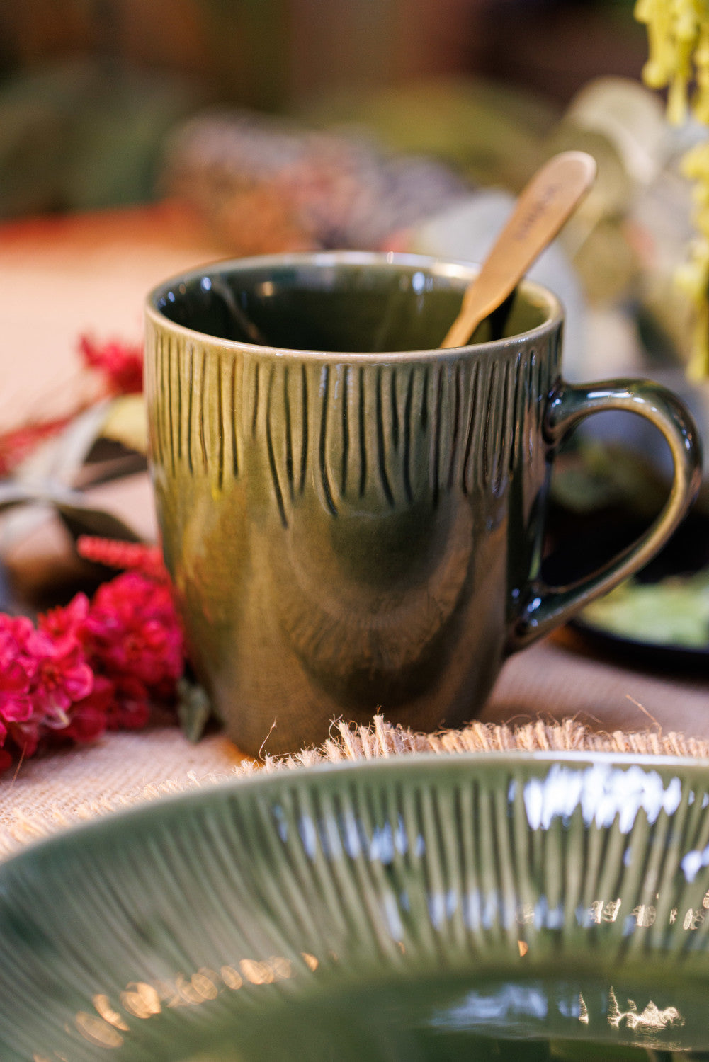 Mikasa Jardin Stoneware Mug Set 4 Piece 420ml (Green)