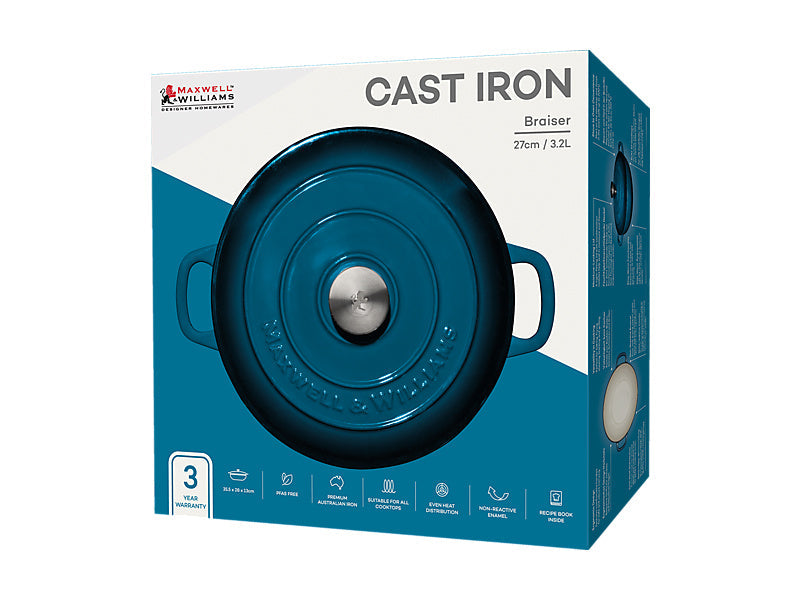 Maxwell Williams Cast Iron Braiser Midnight Blue 27cm / 3.3L