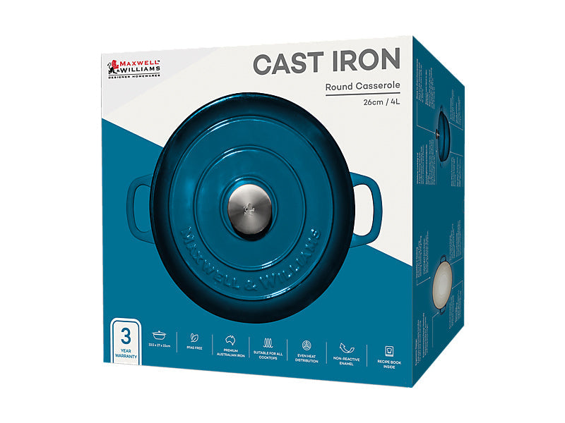 Maxwell Williams Cast Iron Round Casserole Midnight Blue 26cm / 4L