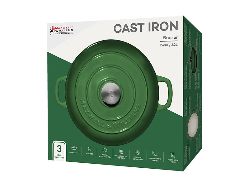 Maxwell Williams Cast Iron Braiser English Racing Green 27cm / 3.3L