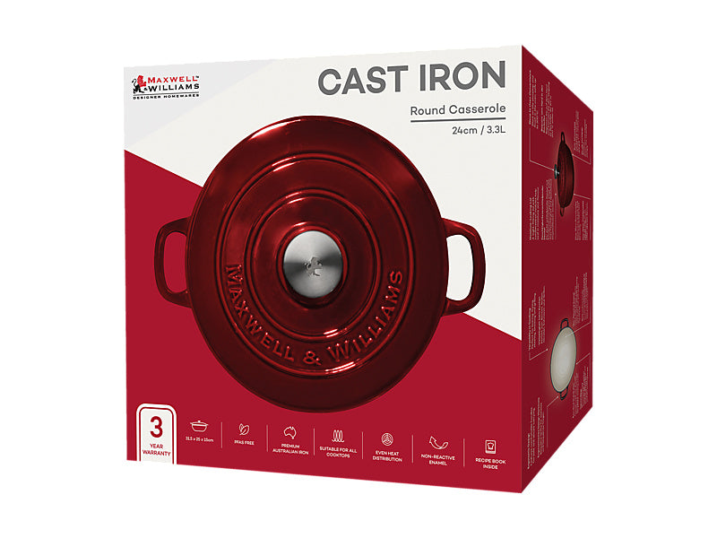 Maxwell Williams Cast Iron Round Casserole Merlot 24cm / 3.3L