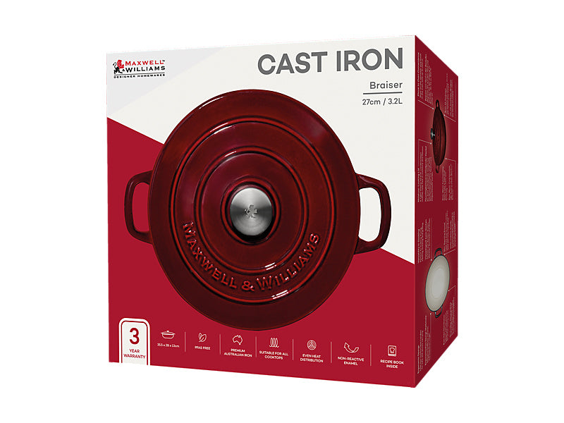 Maxwell Williams Cast Iron Braiser Merlot 27cm / 3.3L