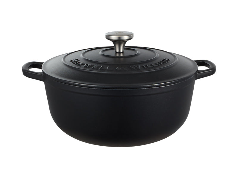 Maxwell & Williams Cast Iron Round Casserole 6.2L Black 28cm