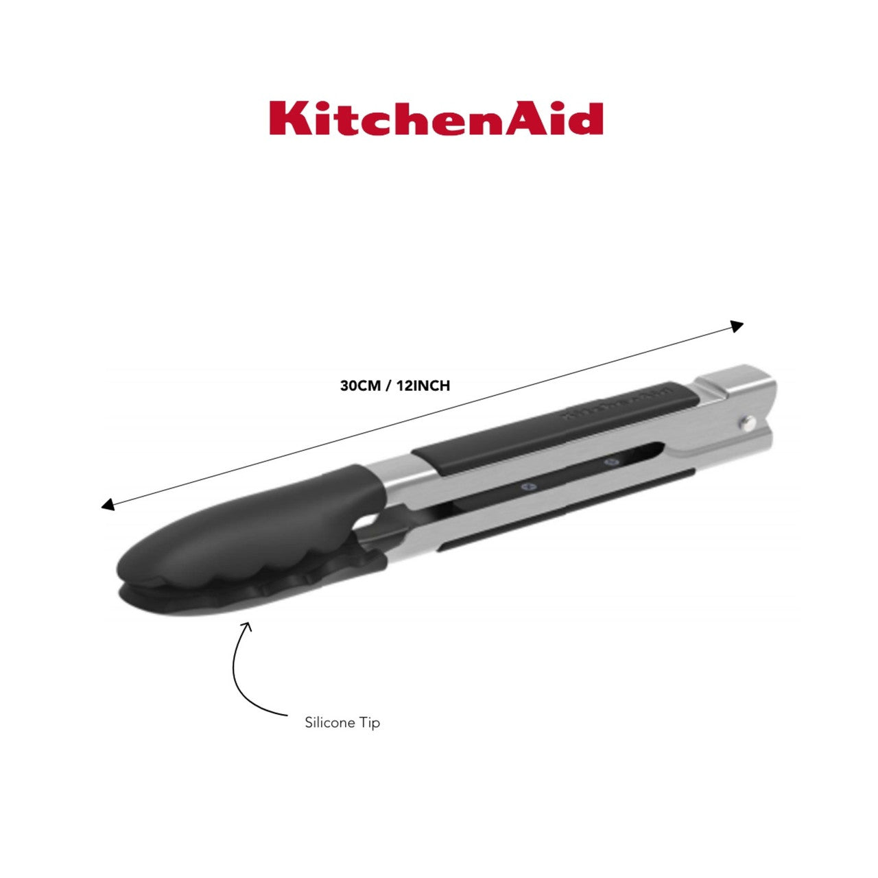 KitchenAid Silicone Tipped Side Locking Tongs 30cm