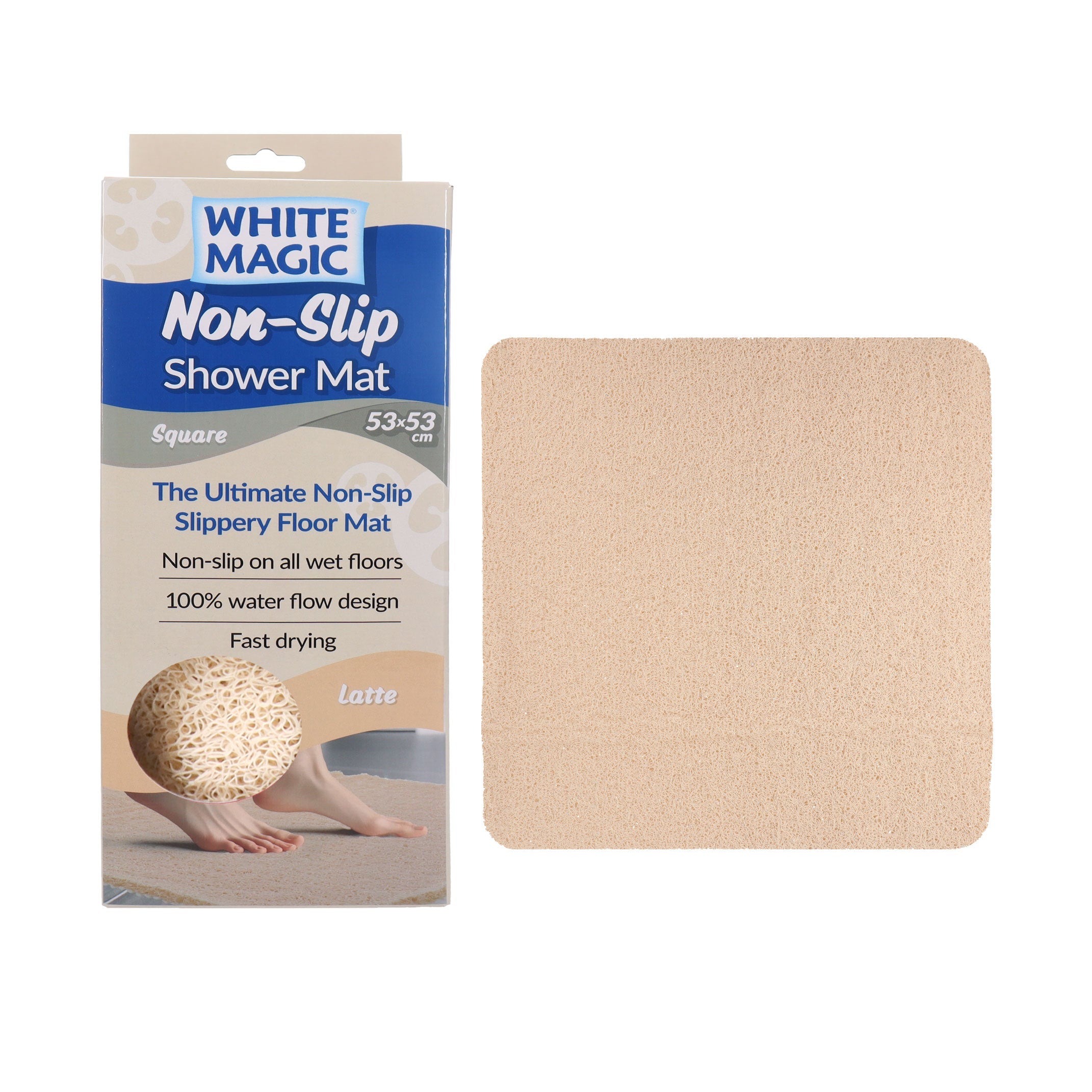White Magic Non-Slip Shower Mat Square