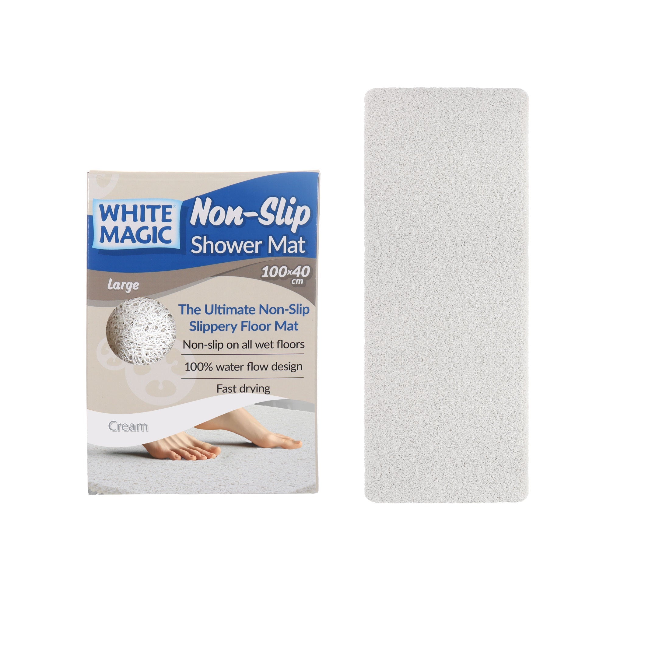 White Magic Non-Slip Shower Mat Large